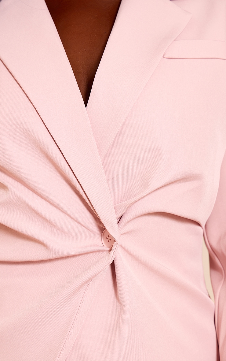Plus Pale Pink Tailored Cinched Waist Blazer image 4