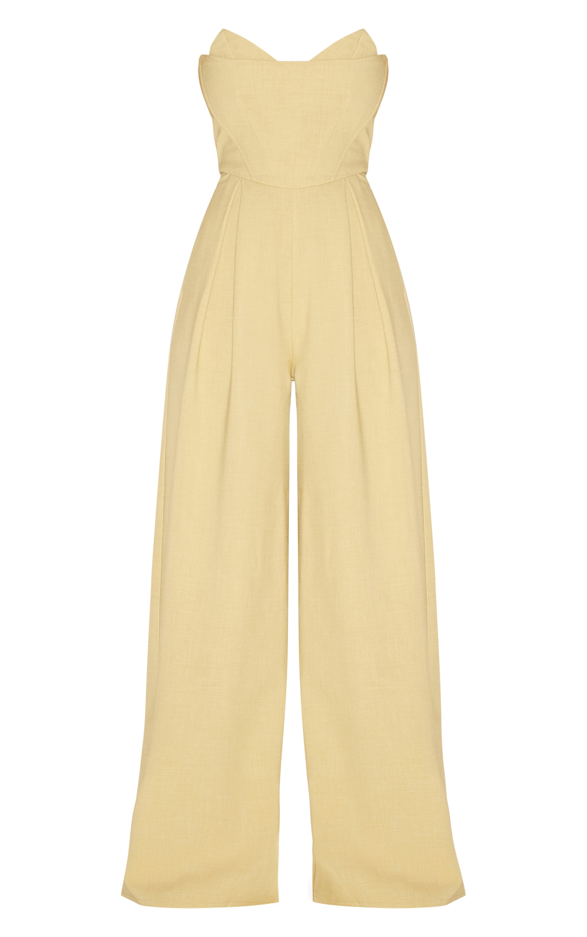 PLT Label Chartreuse Corset Bust Detail Wide Leg Tailored Jumpsuit image 2