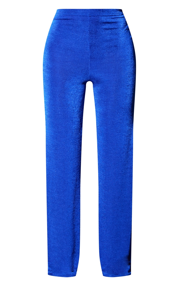 Pantalon moulant large bleu vif en acétate image 5