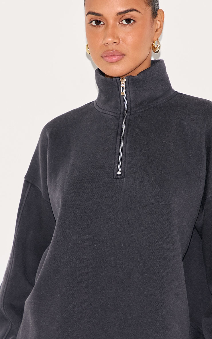 Charcoal Washed Quarter Zip Sweatshirt image 4