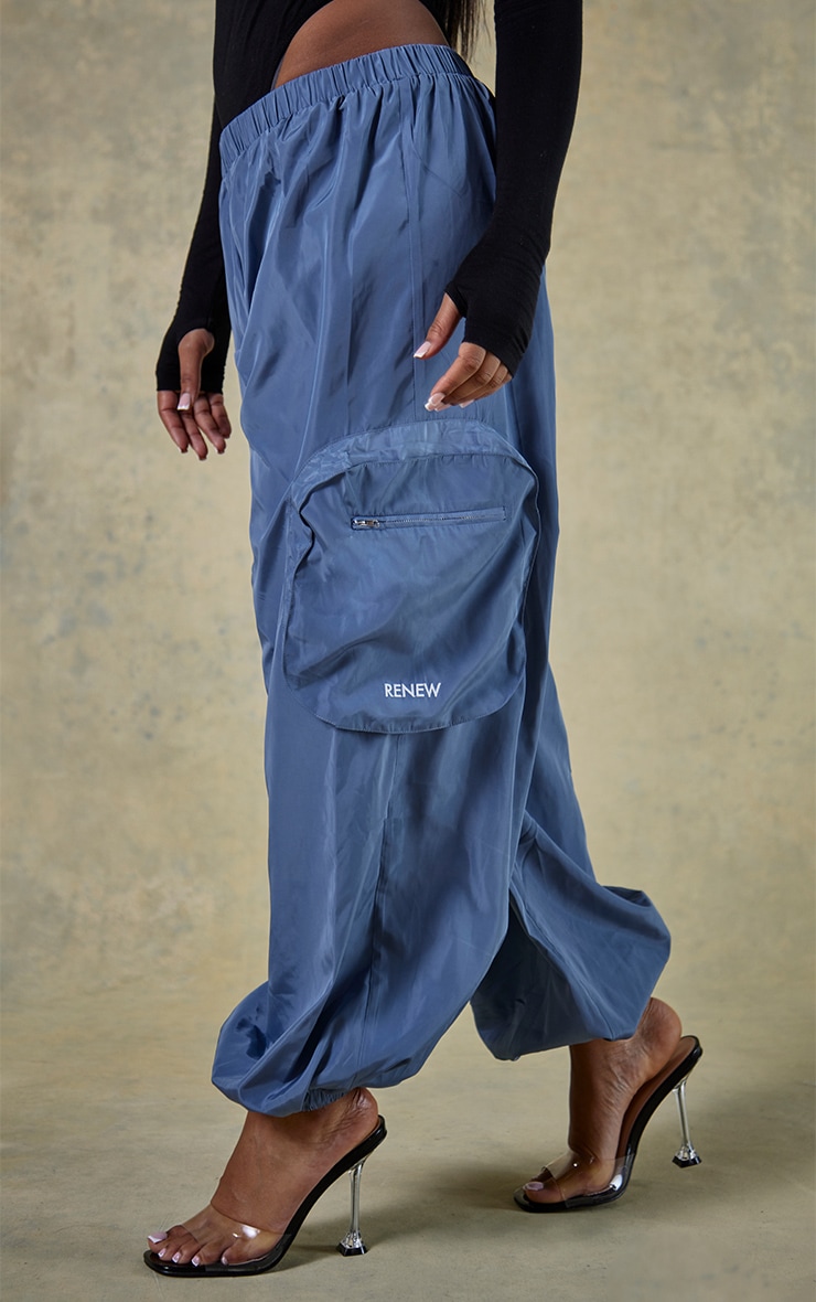 Renew Petrol Blue Low Rise Cargo Trousers PrettyLittleThing