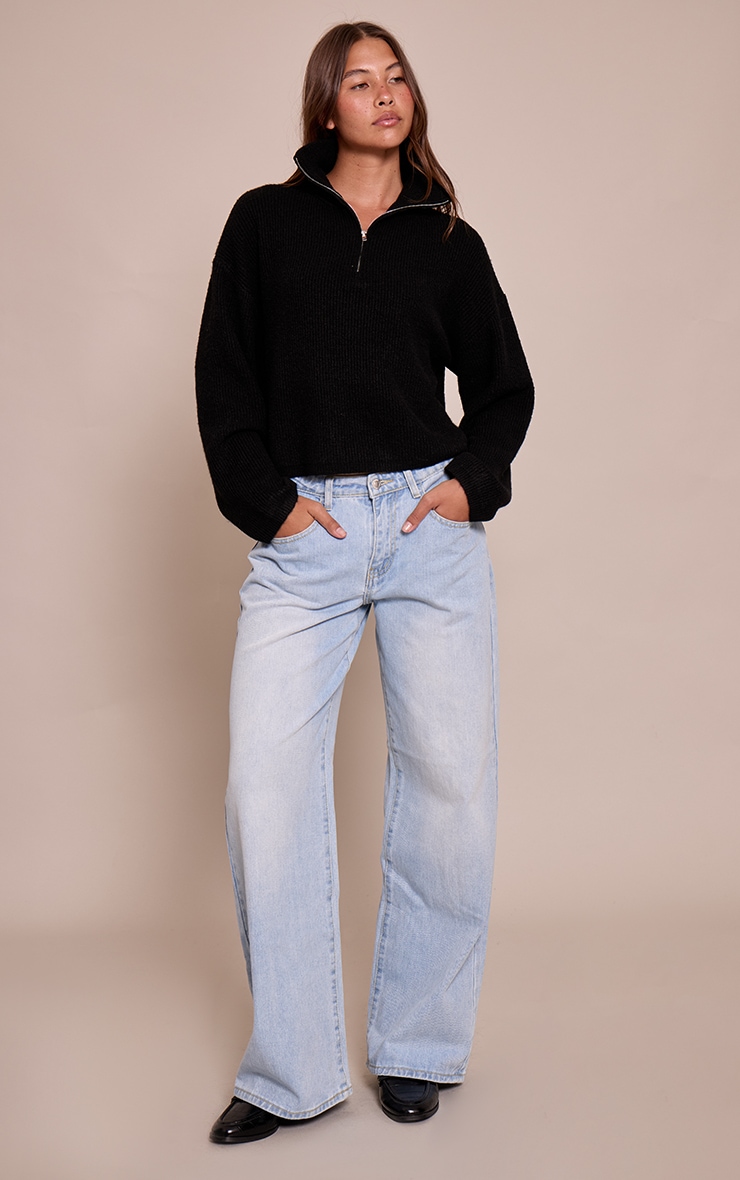 Black Half Zip Soft Knit Jumper image 3