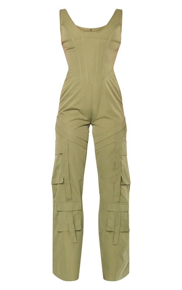 Khaki Corset Utility Jumpsuit PrettyLittleThing AUS