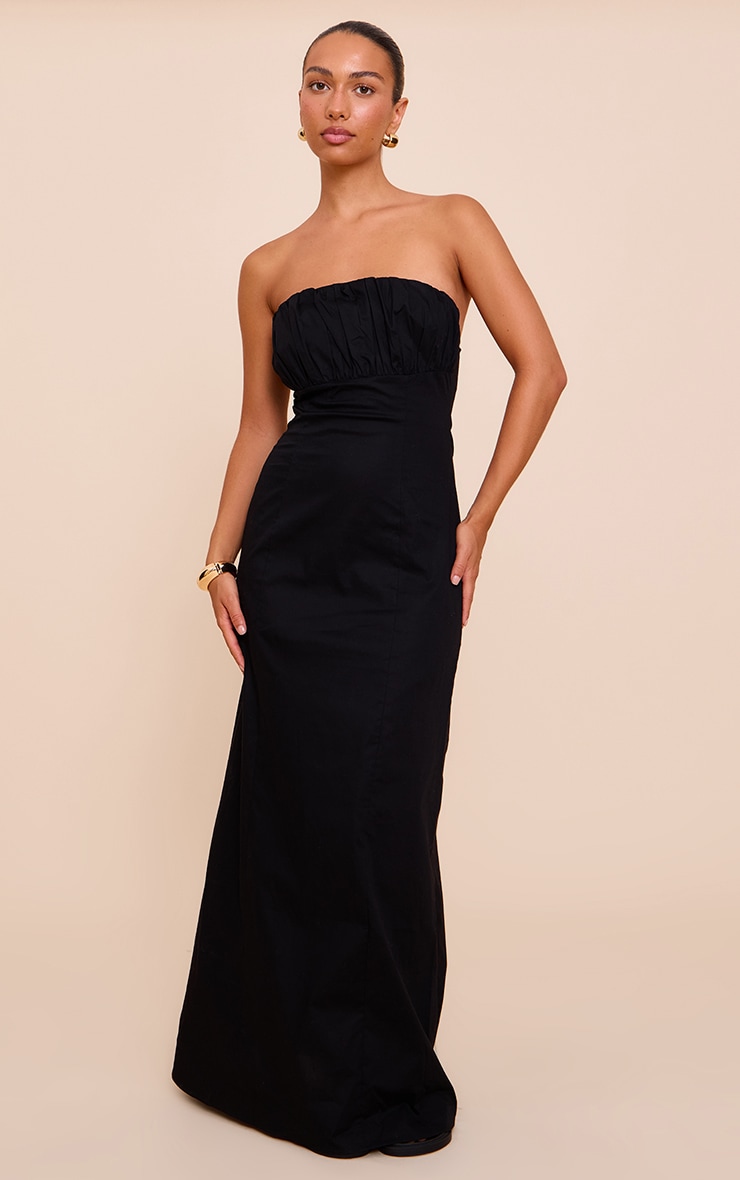 Black Bandeau Ruched Bust Maxi Dress image 1