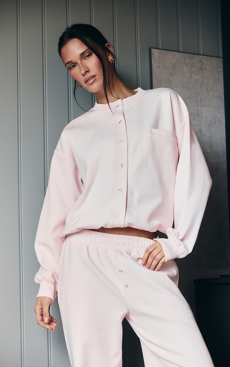 PLT Cardigan tissé rose à boutons image 4