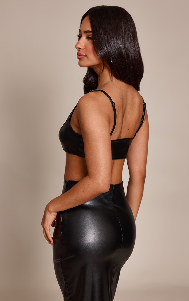 Petite Top en PU noir à dos nu image 2