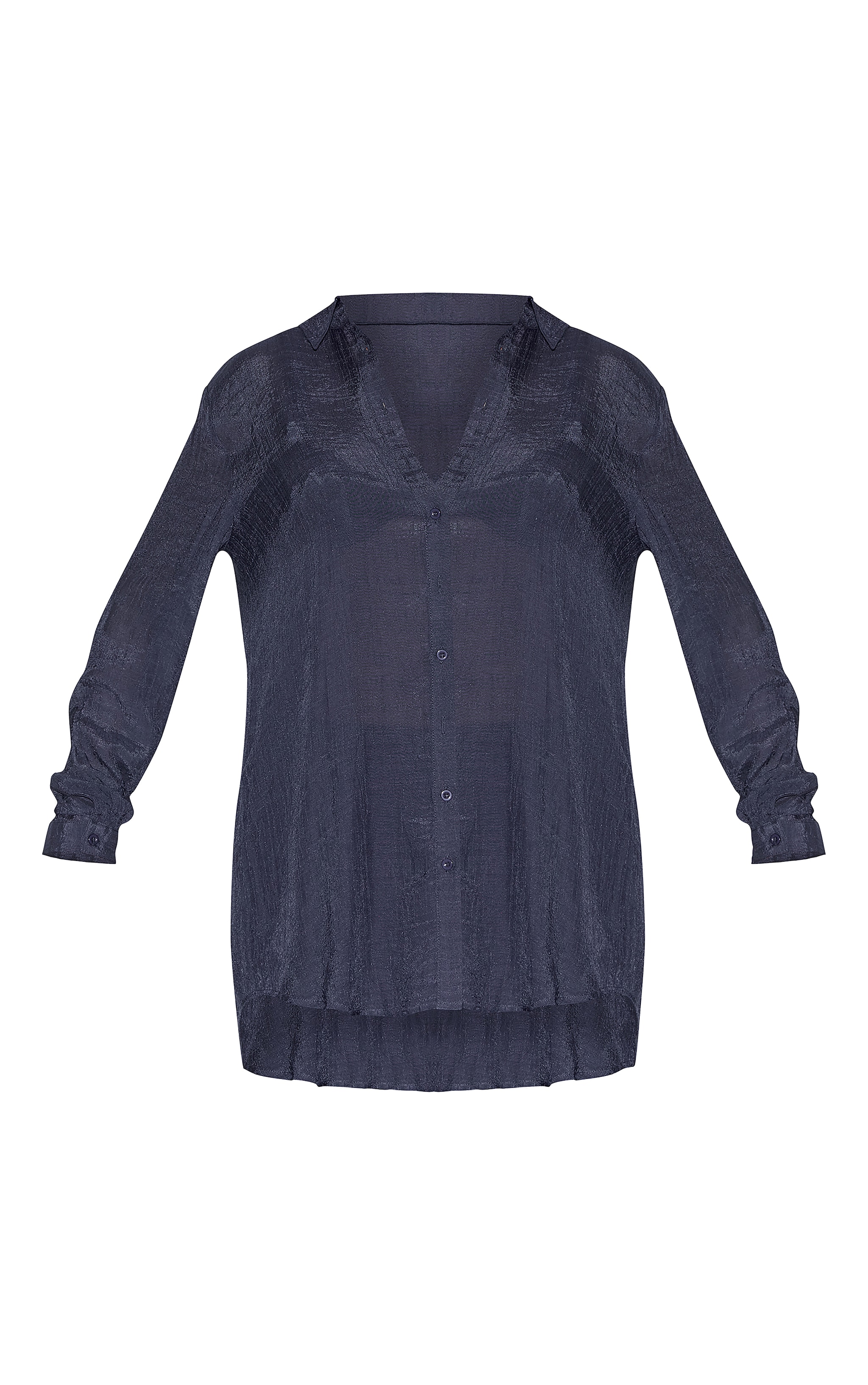 Navy Linen Look Oversized Beach Shirt image 2