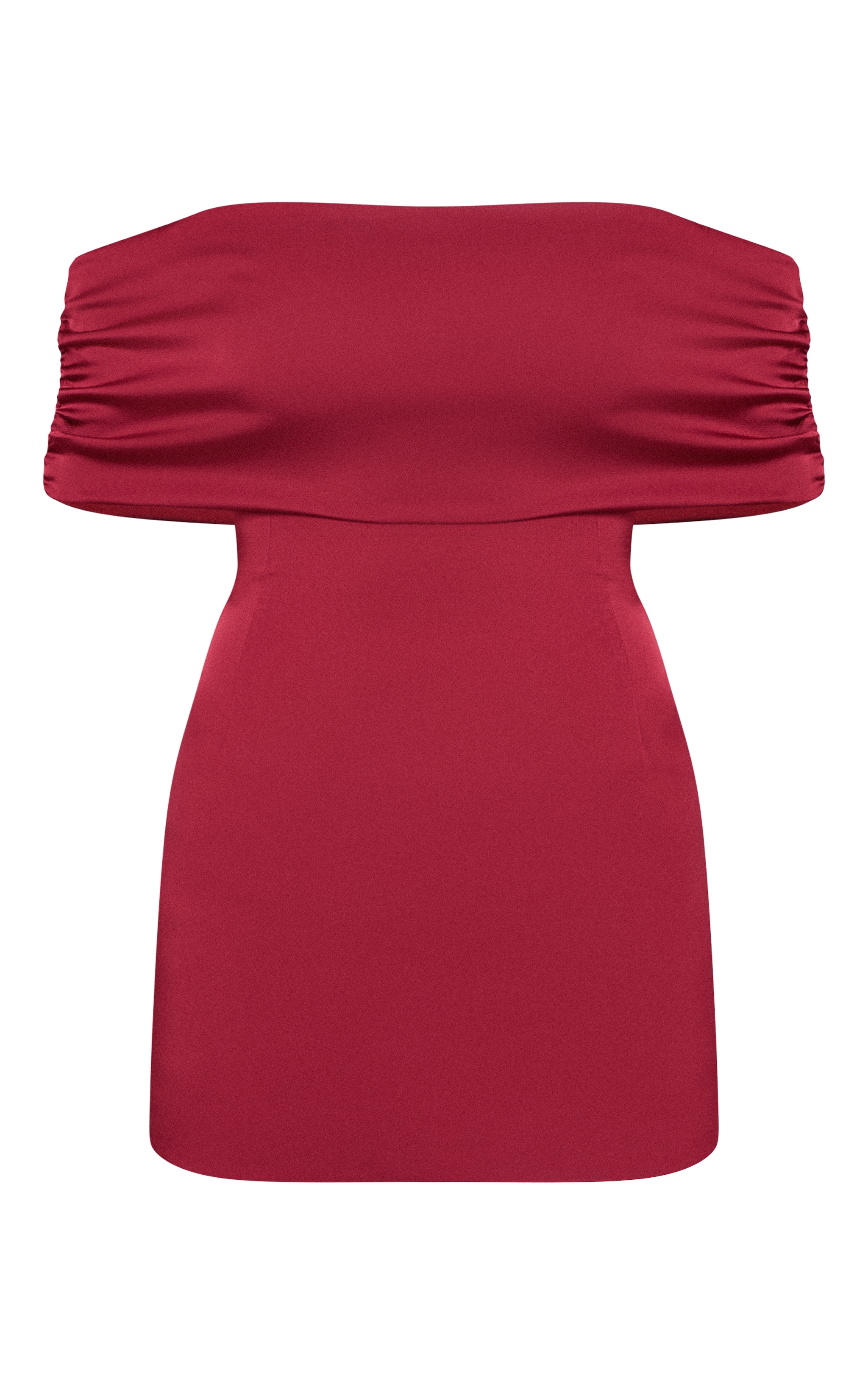 Wine Satin Off The Shoulder Mini Dress image 5