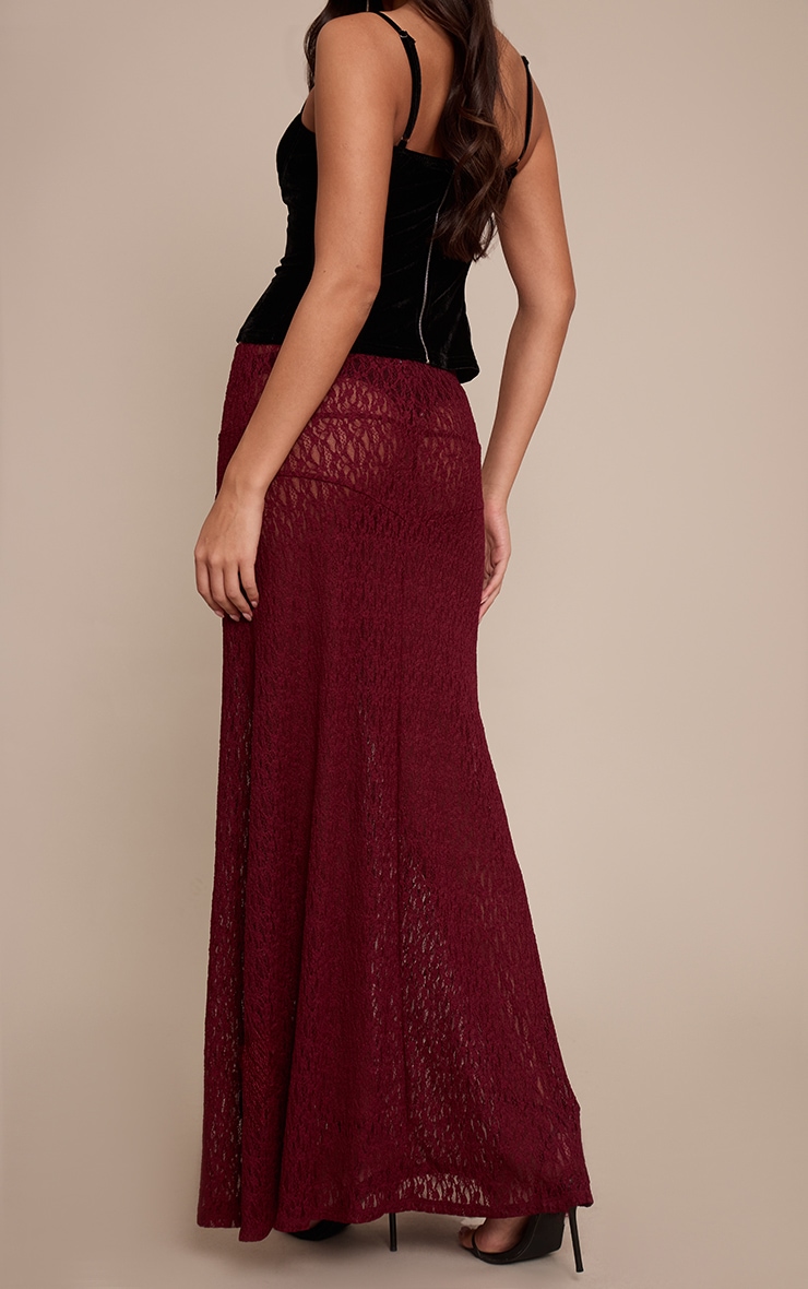 Plum Lace Seam Detail Maxi Skirt image 3