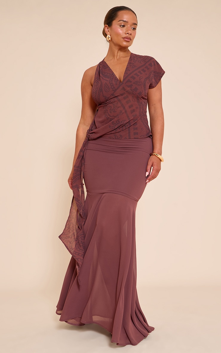 Shape Chocolate Paisely Print Drape Side Top image 3