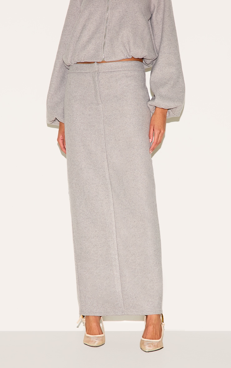 Charcoal Grey Heavy Brushed Maxi Skirt image 3