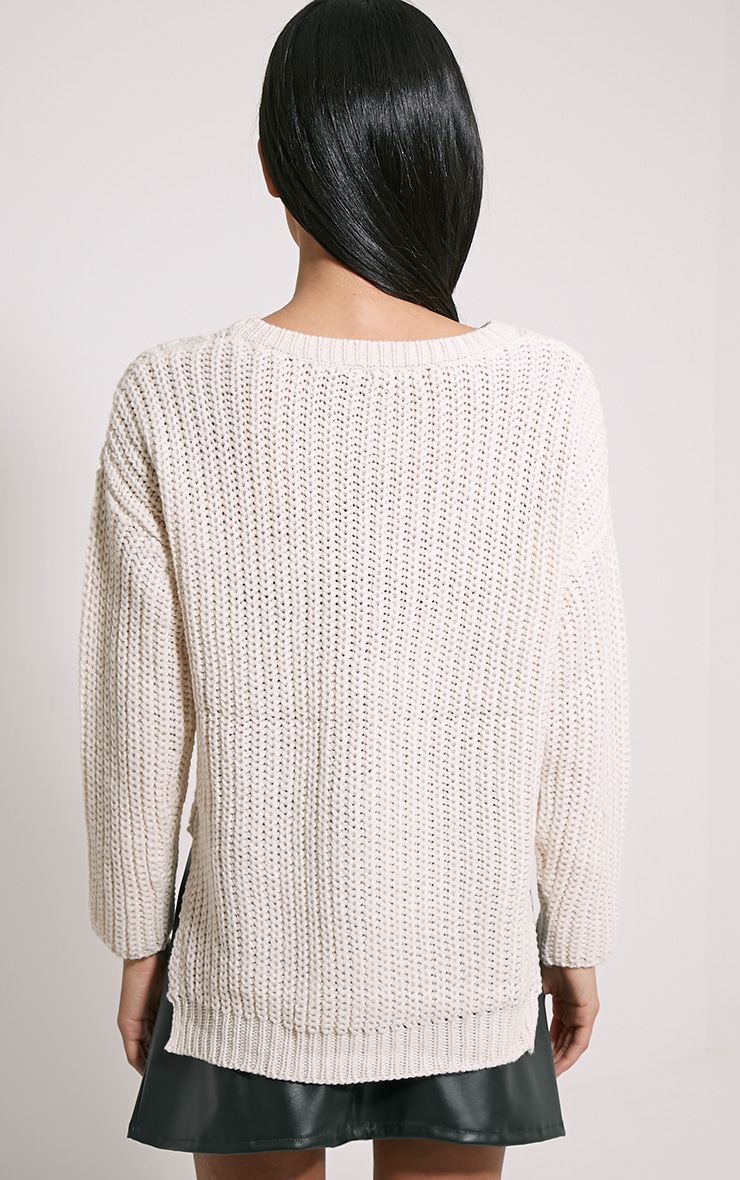 Jada Cream Knitted Jumper Sweaters PrettyLittleThing