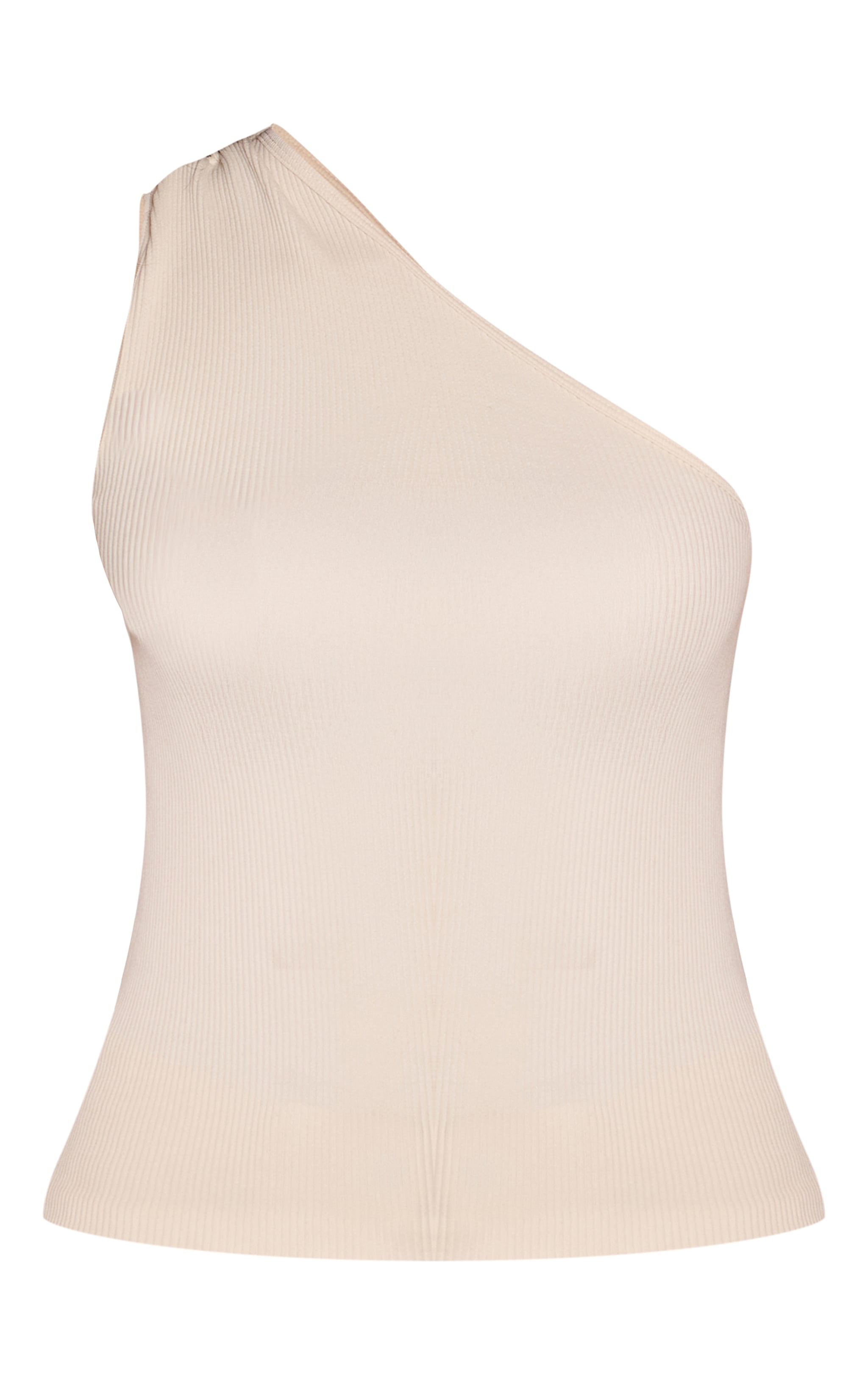 Cream Snatched Rib One Shoulder Long Vest Top  image 5