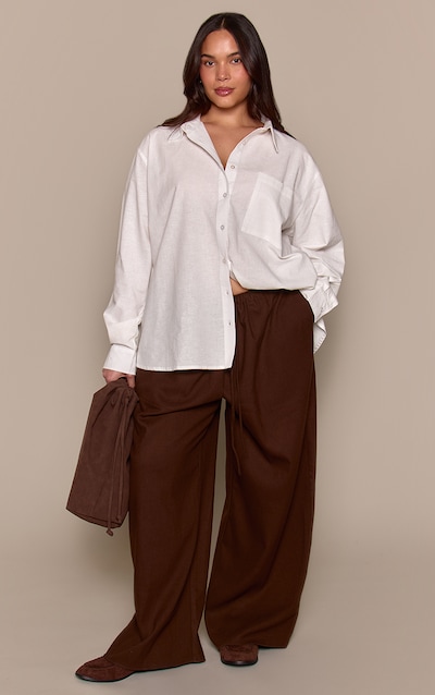 Plus Pantalon de tailleur brossé chocolat à taille basse et cordons ajustables