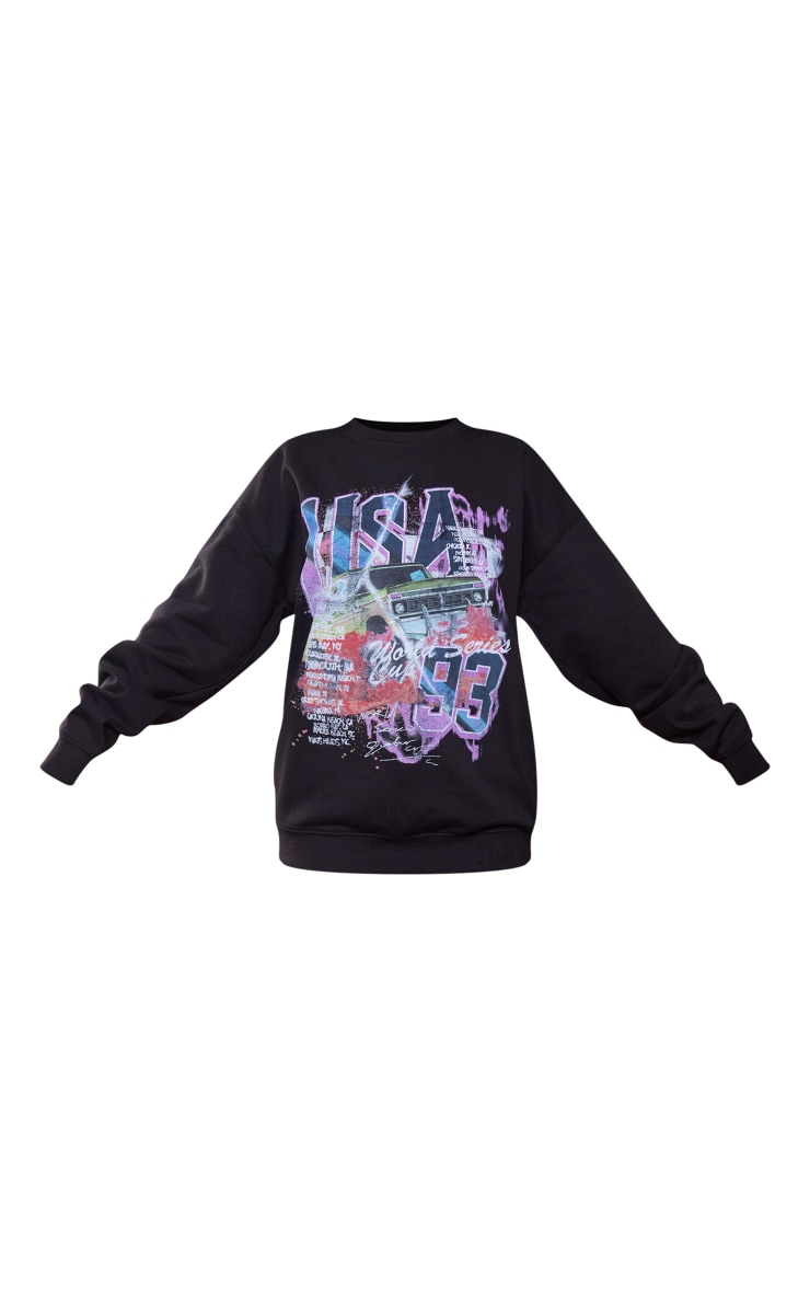 Black Usa Car Print Sweatshirt image 5