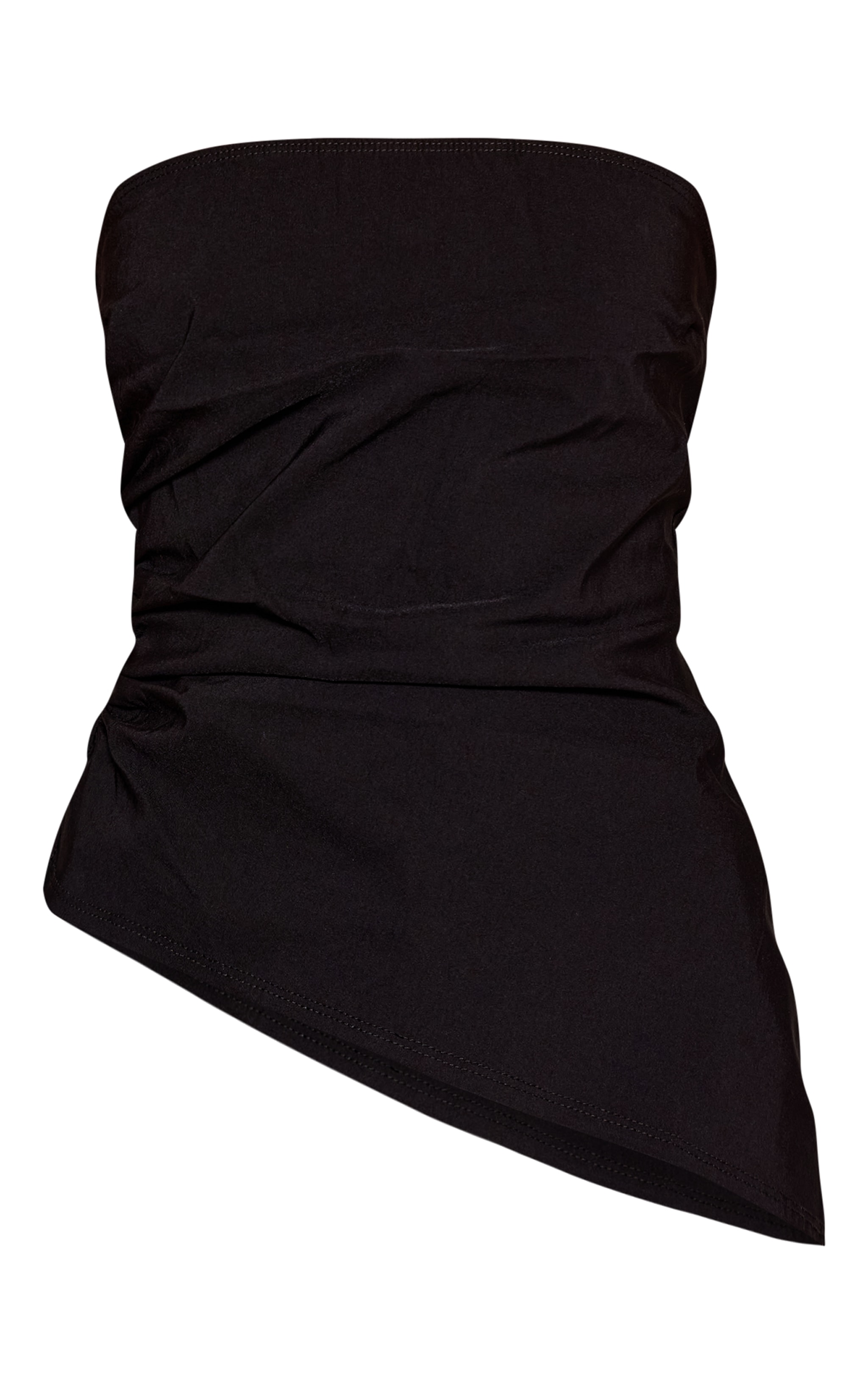 Black Bengaline Ruched Asymmetric Bandeau Top image 5