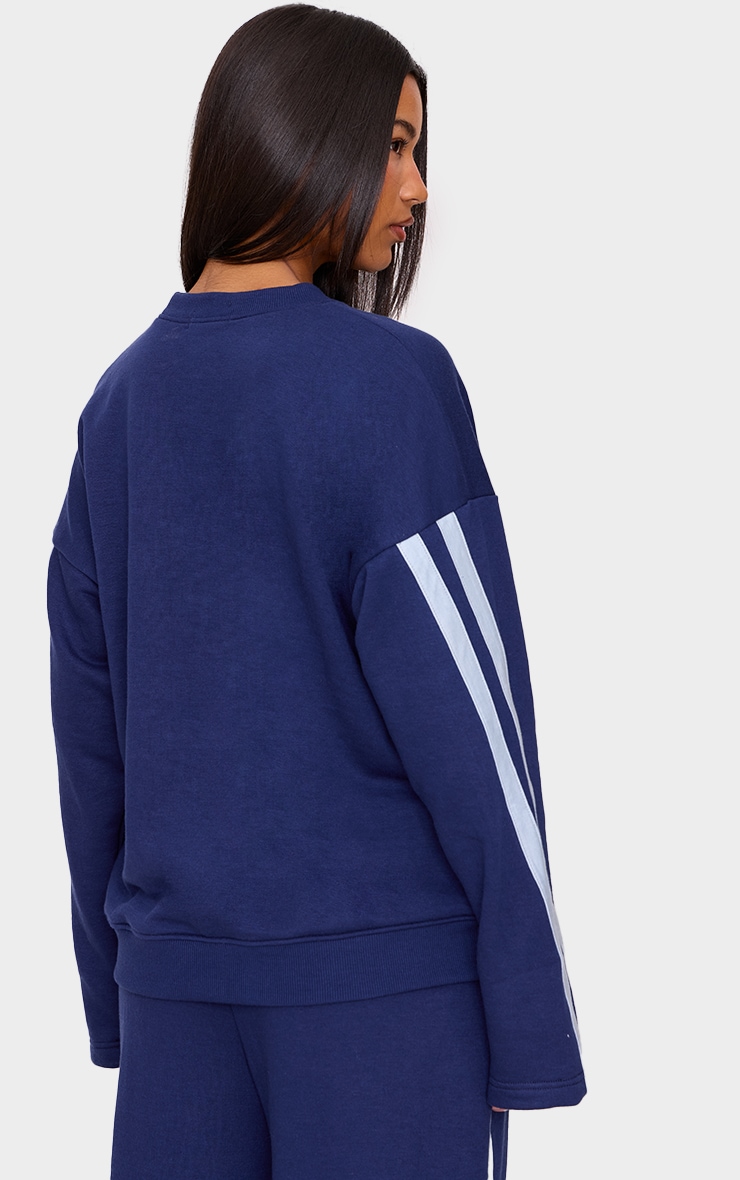 Navy Contrast Striped Oversized Sweatshirt image 2