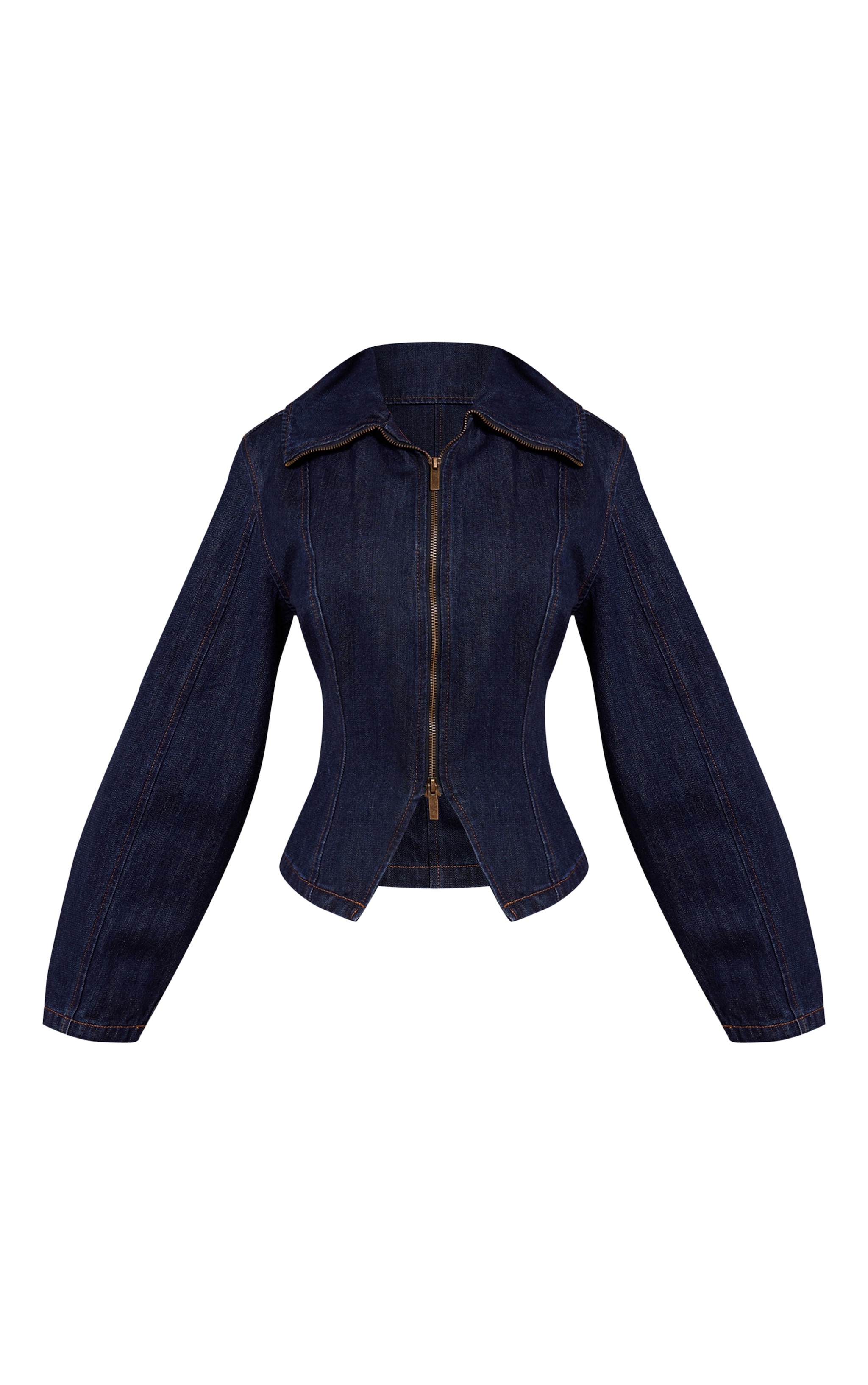 Petite Indigo Sailor Collar Double Ended Zip Cinch Jacket image 5