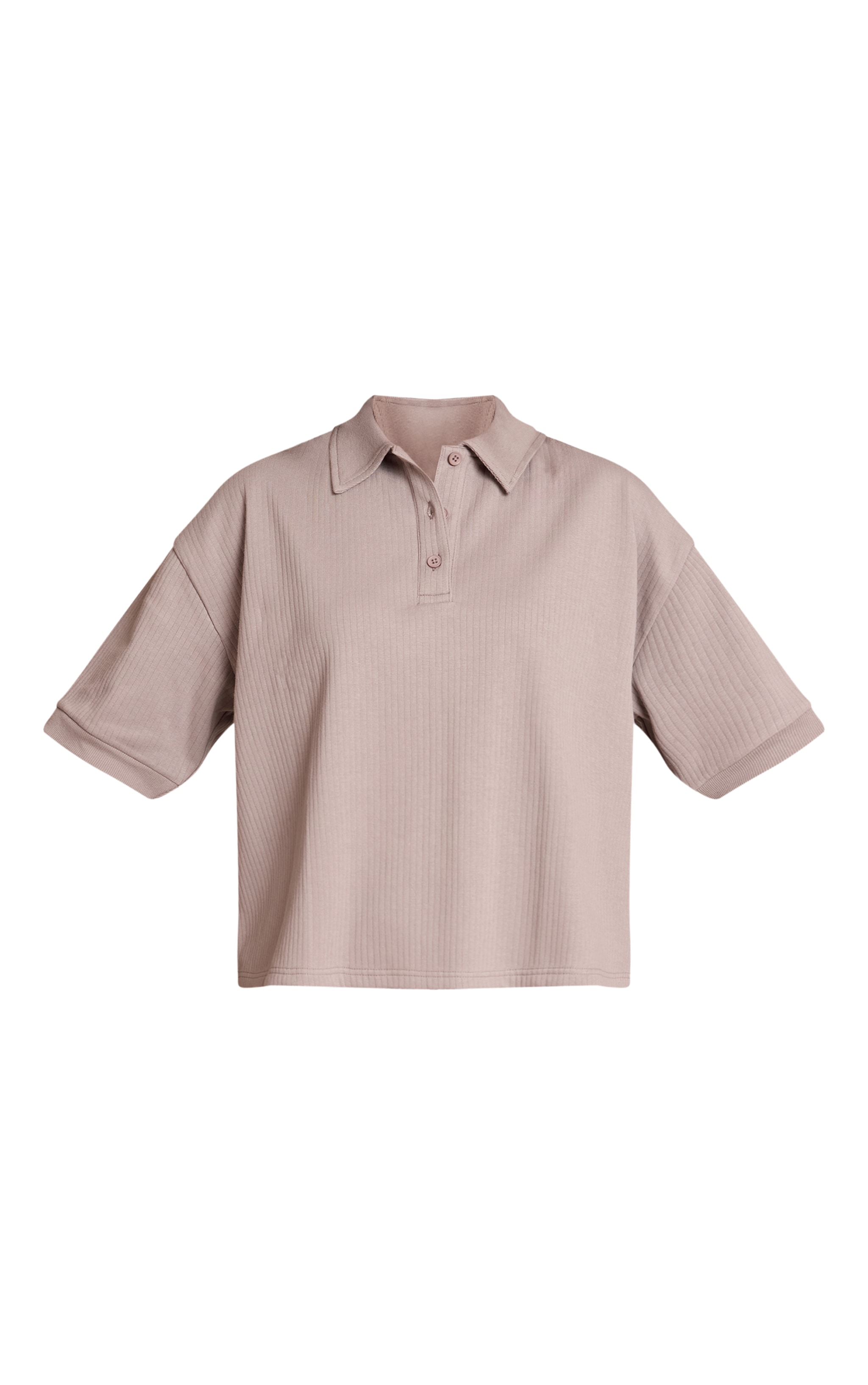 T-shirt boutonné en maille tricot côtelée gris cendré image 5