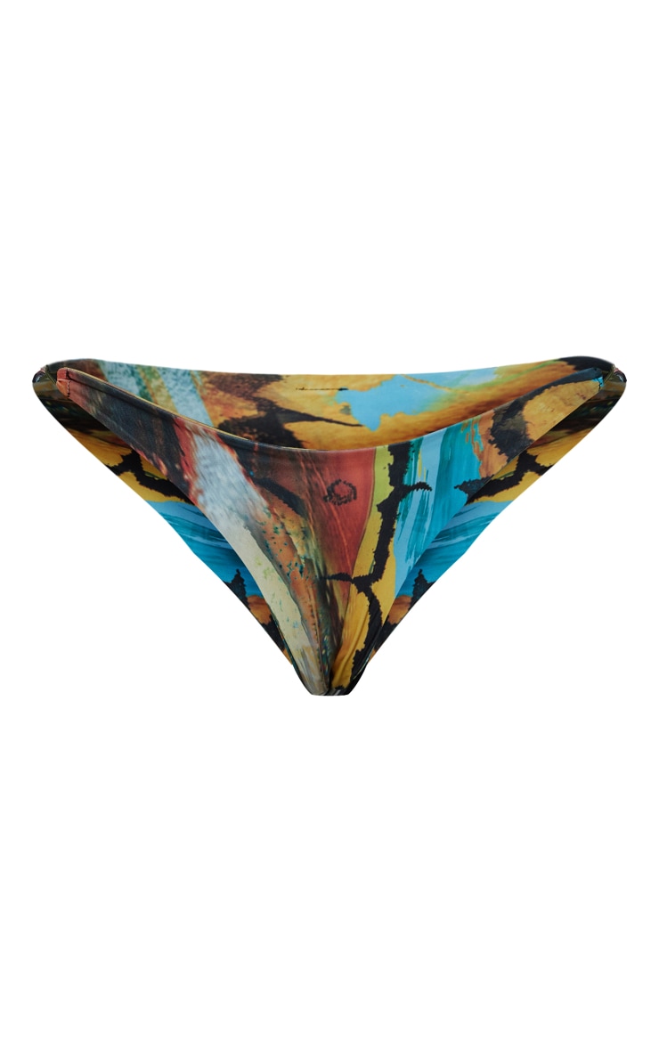 Blue Triangle Butterfly Print Bikini Top image 1