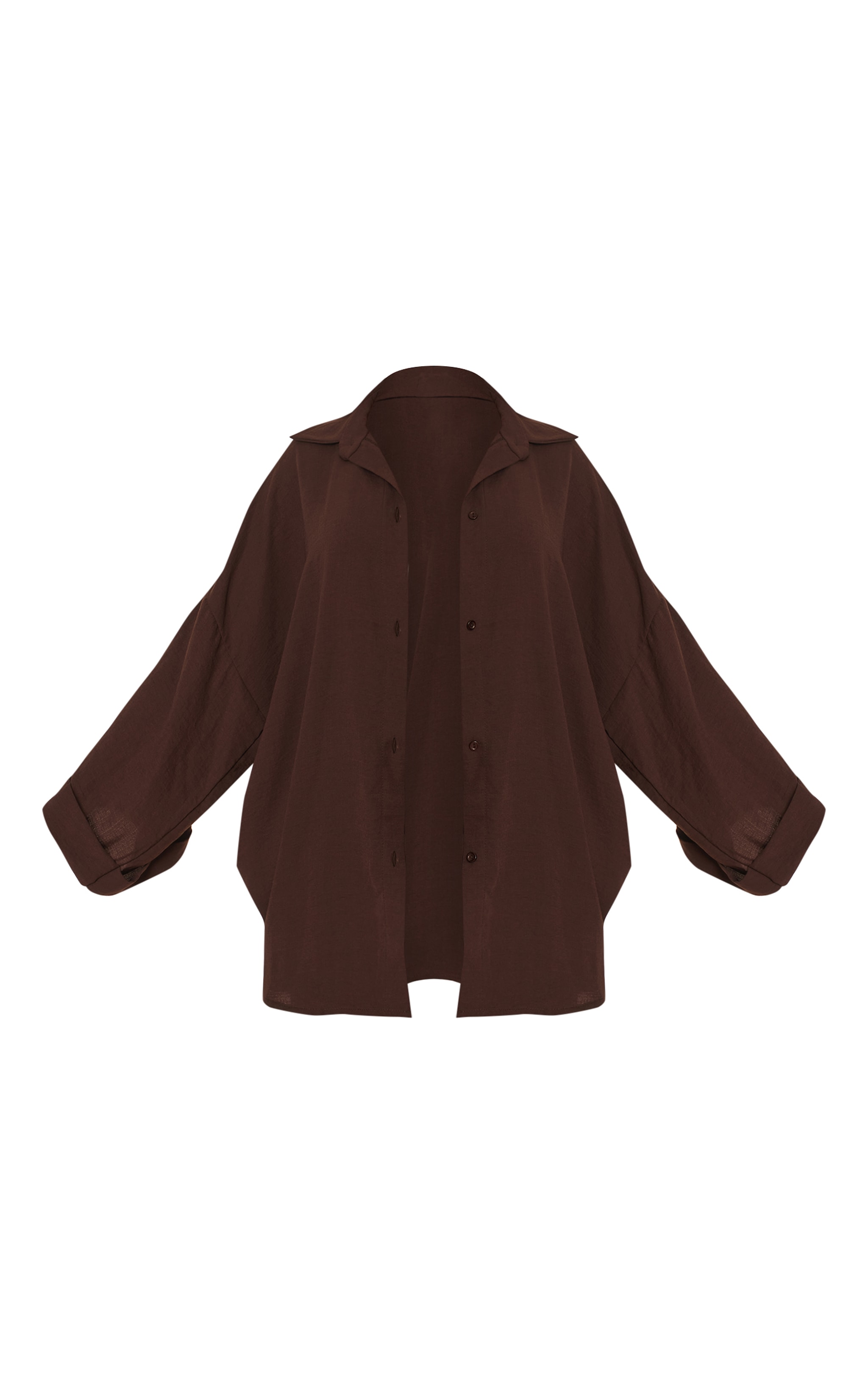 Chocolate Linen Look Oversized Drop Shoulder Beach Shirt image 5