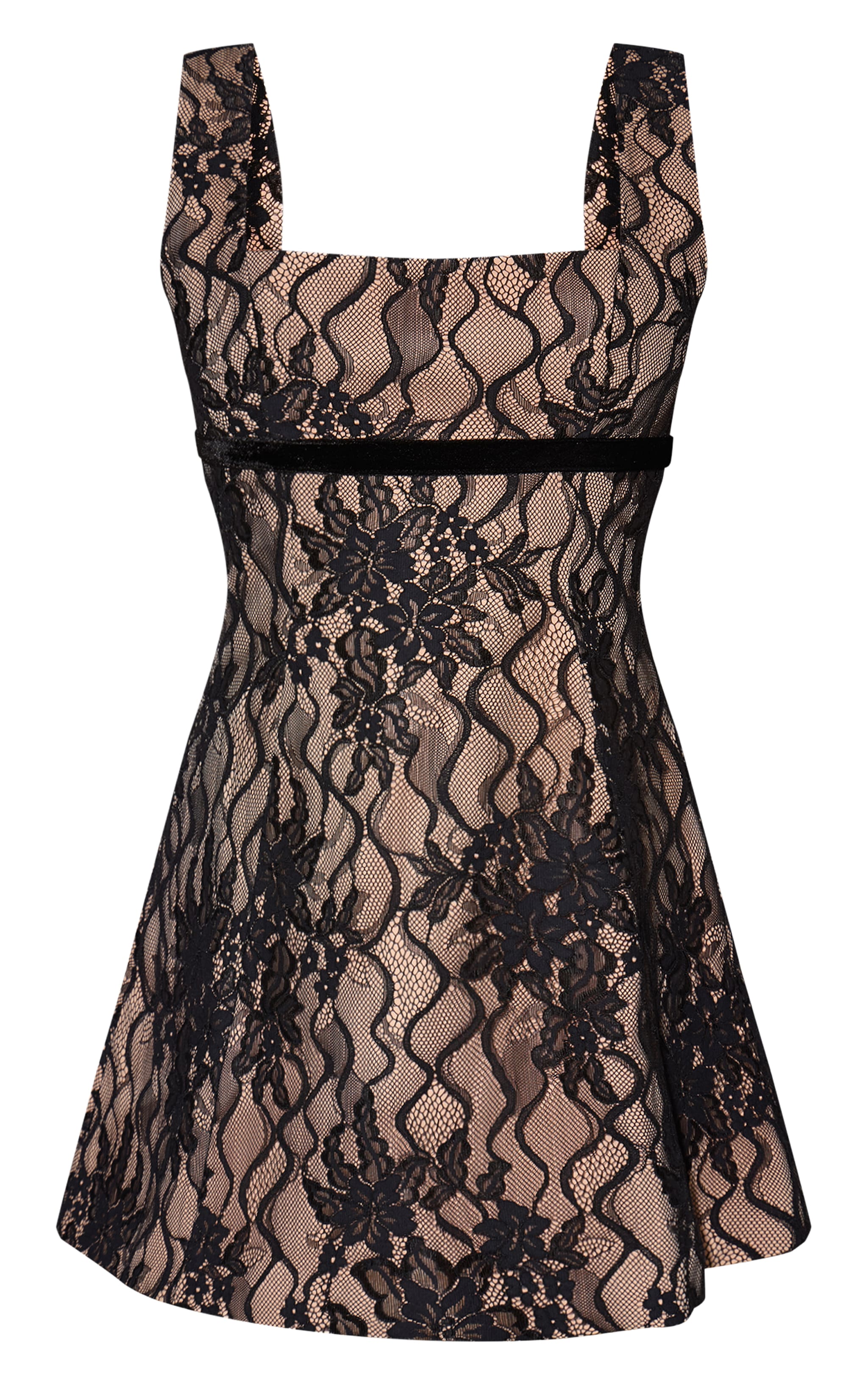 Black Lace Scoop Neck Shift Dress image 5