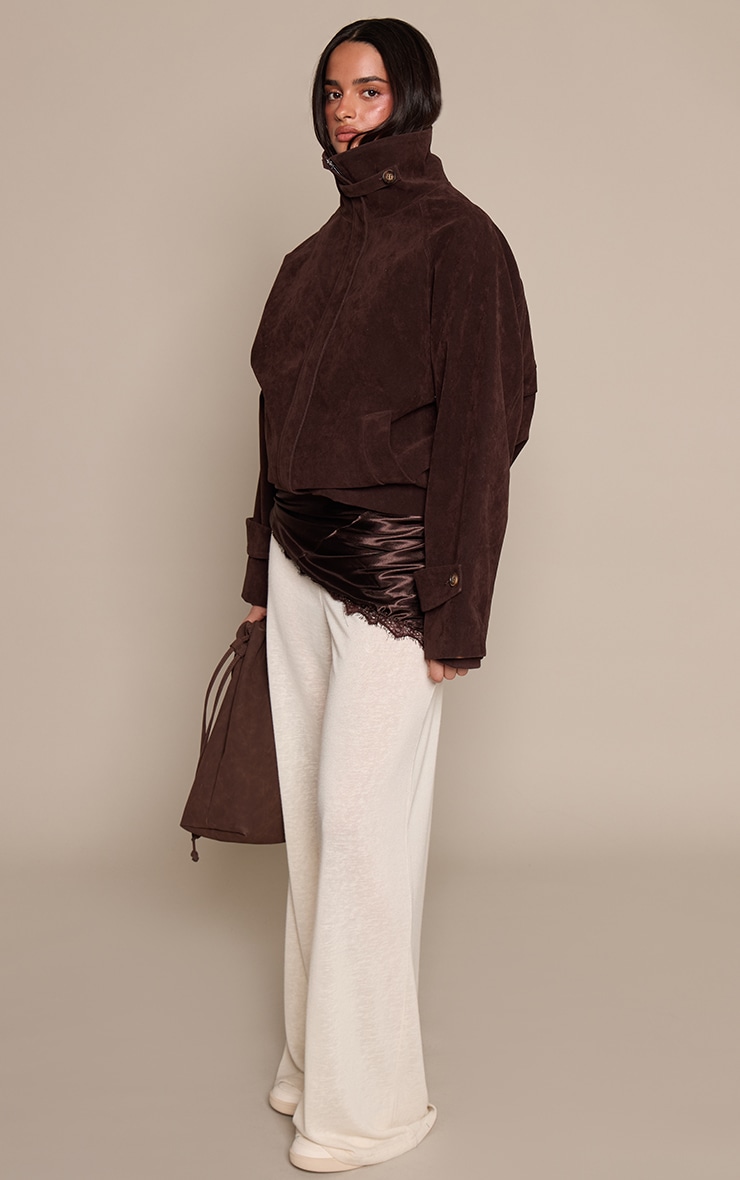 Dark Chocolate Marl Slub Jersey  Layered Oversized T- Shirt  image 3