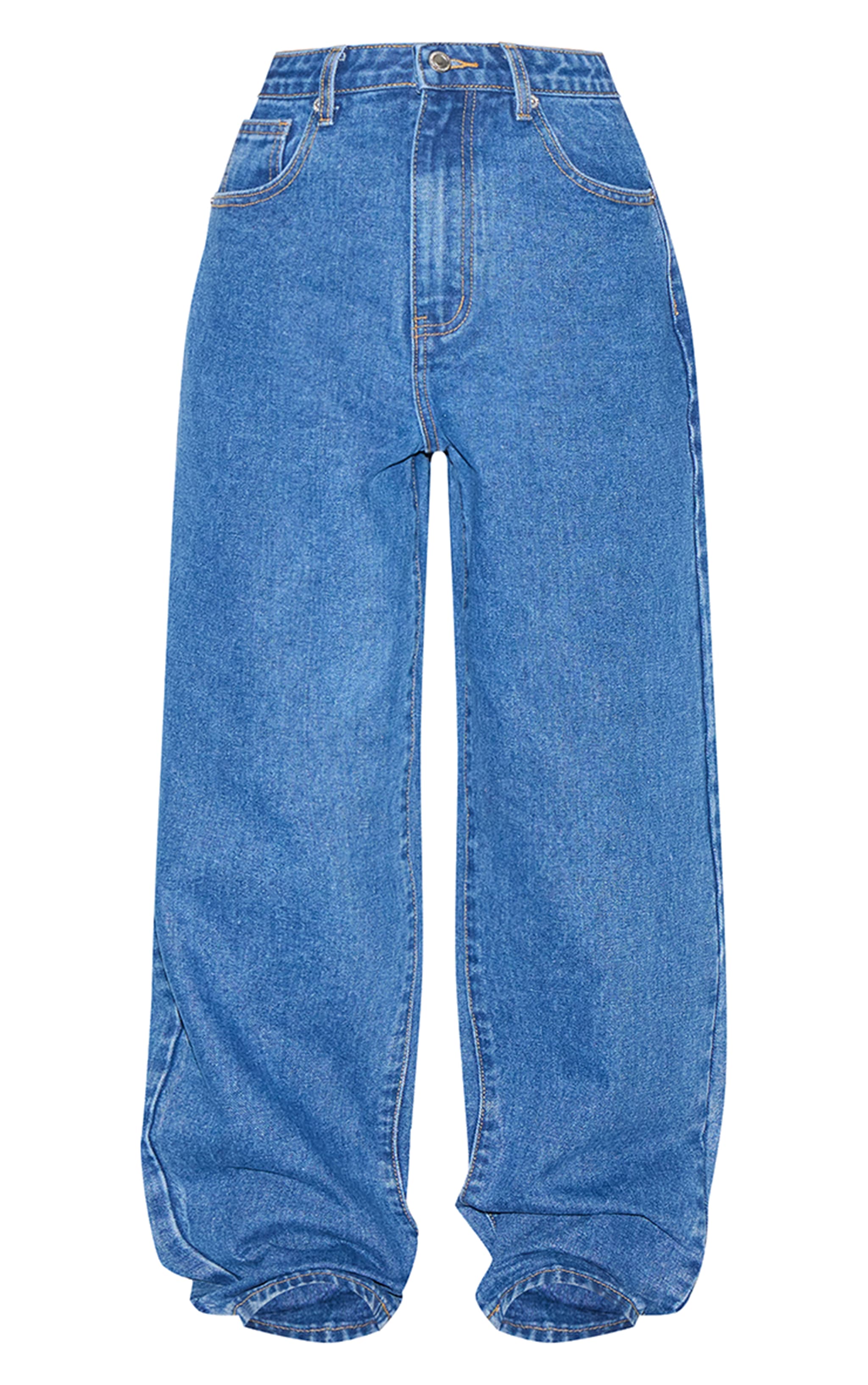PRETTYLITTLETHING Petite Dark Blue High Waist Boyfriend Jean image 5