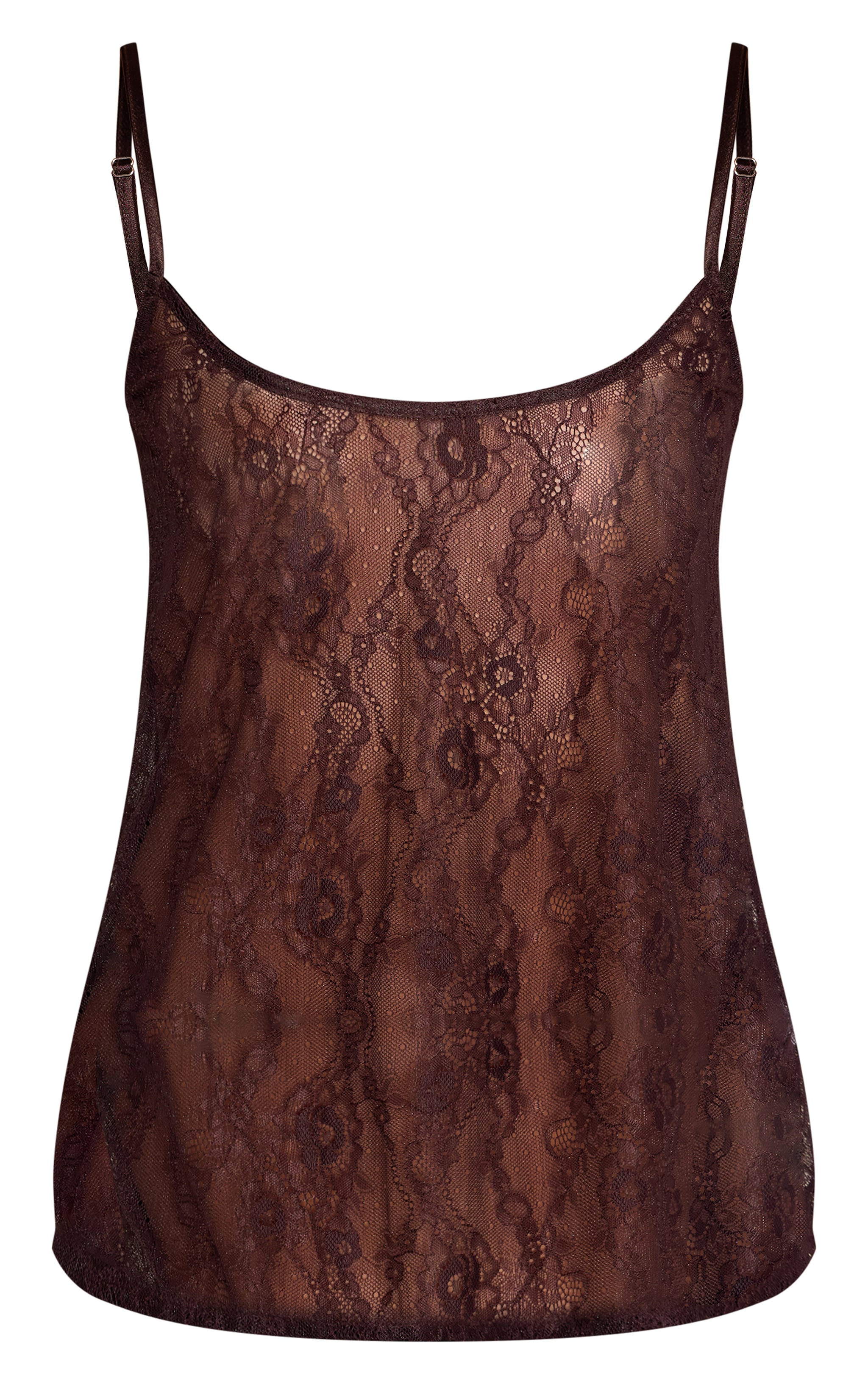 Chocolate Longline Delicate Lace Cami image 5