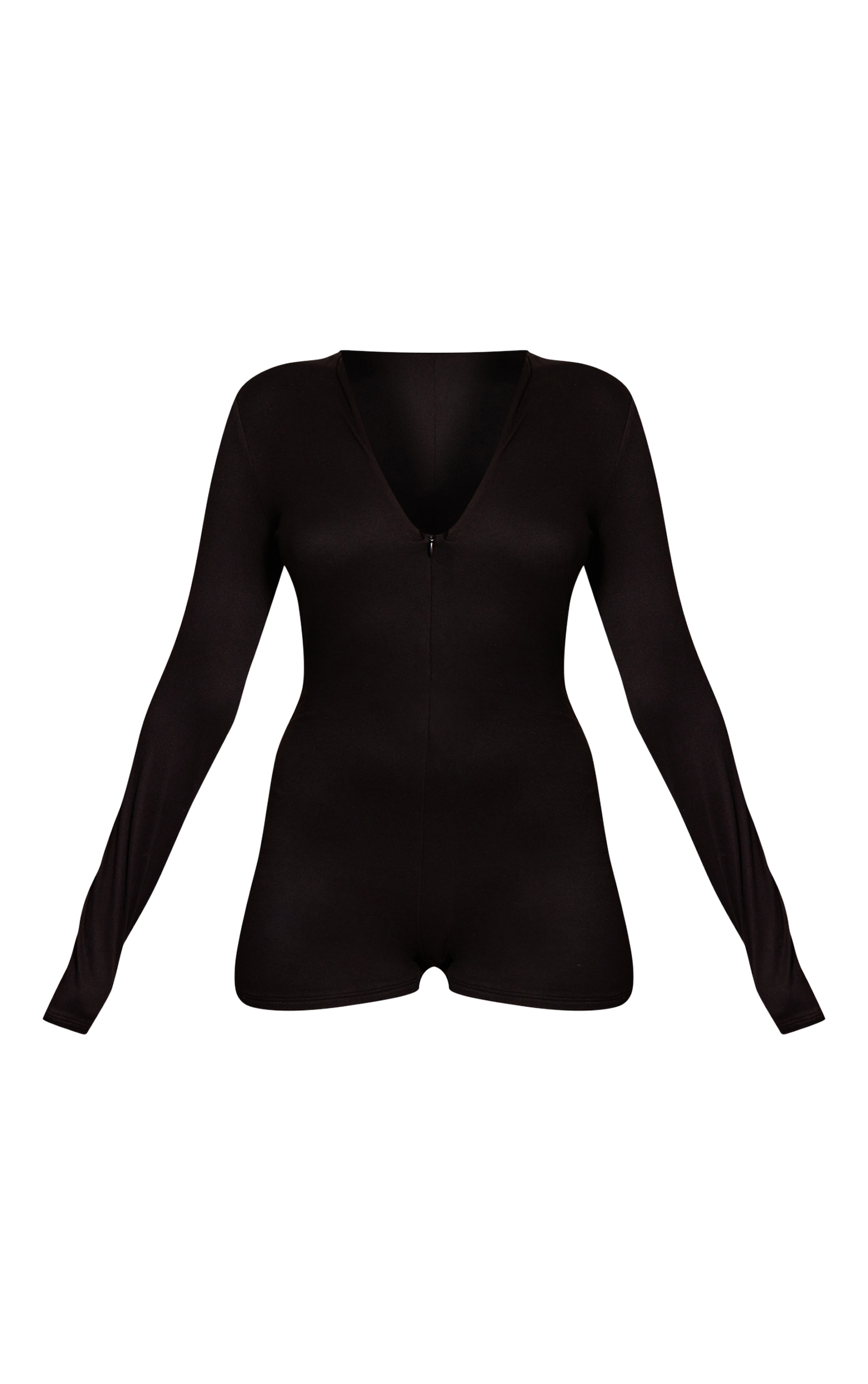 Black Soft Touch Zip Up Unitard image 5