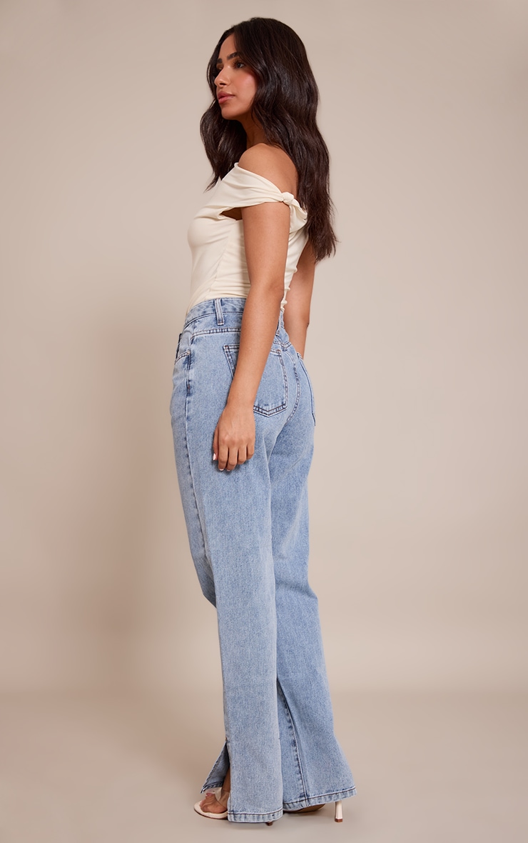 Petite Light Blue Split Hem Jean image 3