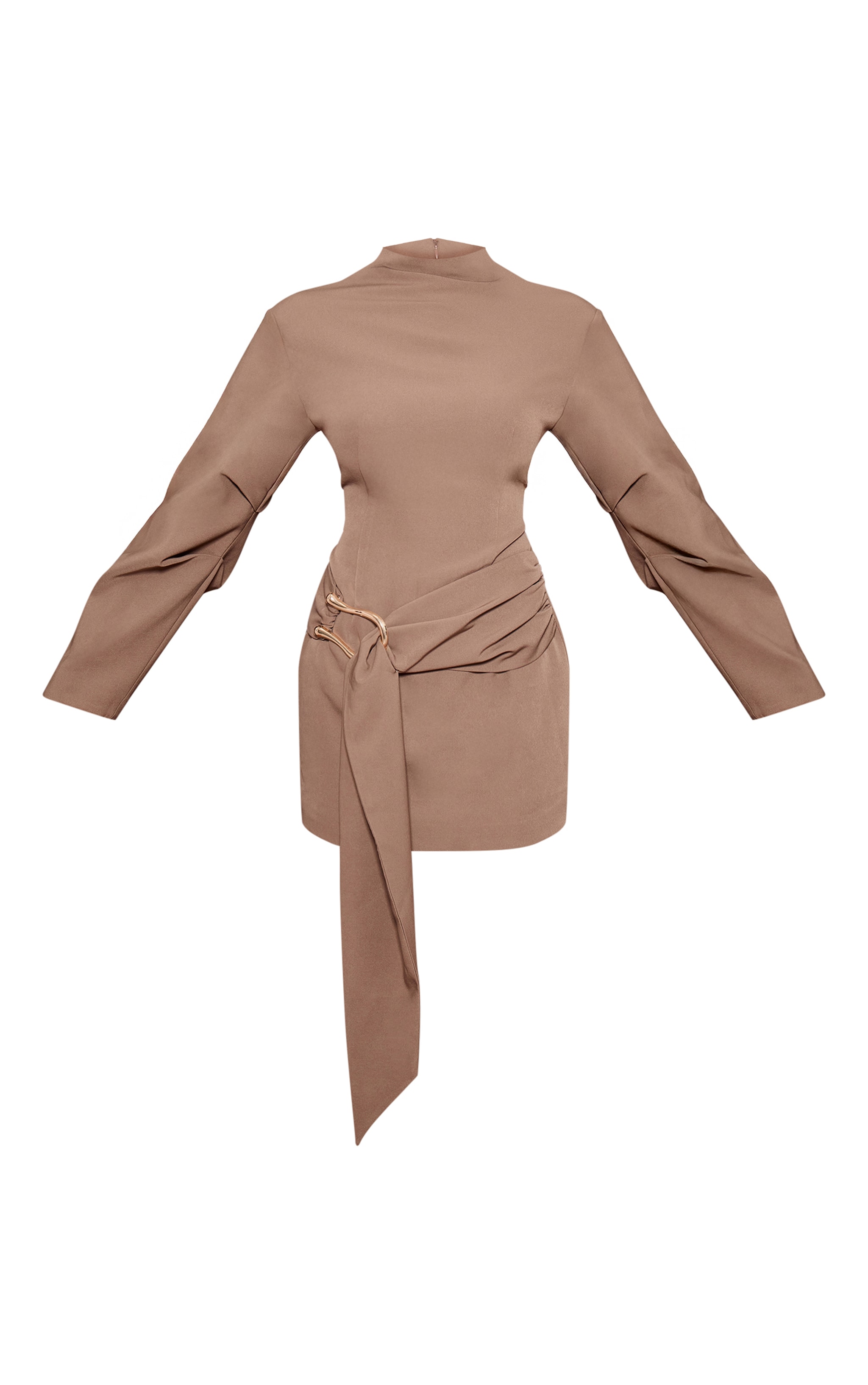 Mushroom Cacoon Sleeve Trim Detail Mini Dress image 5