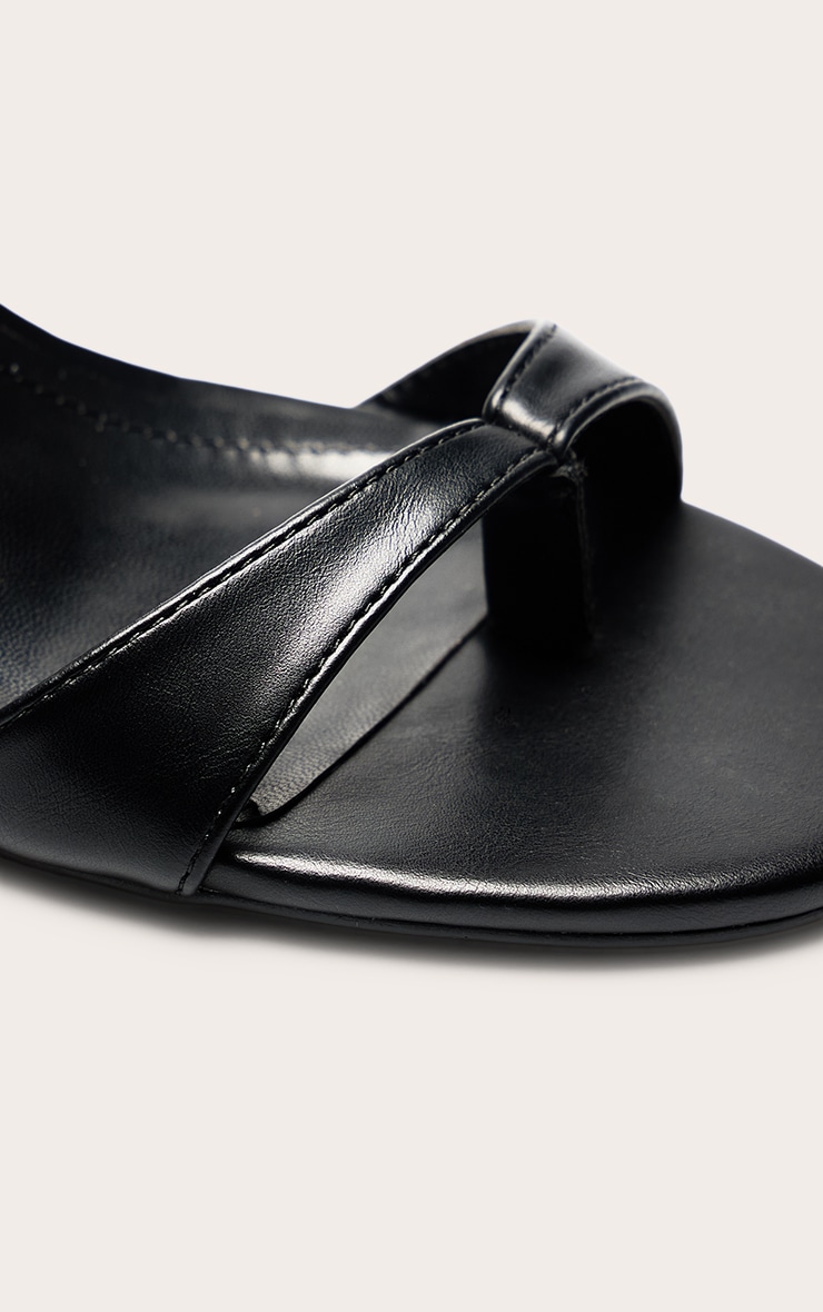 Black PU Toe Post Heeled Sandal image 5