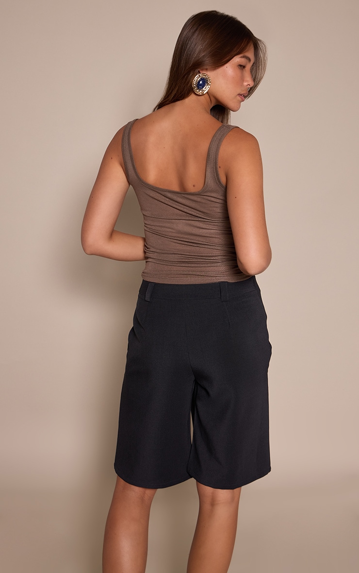 Navy Wrap Detail Woven Long Shorts image 3