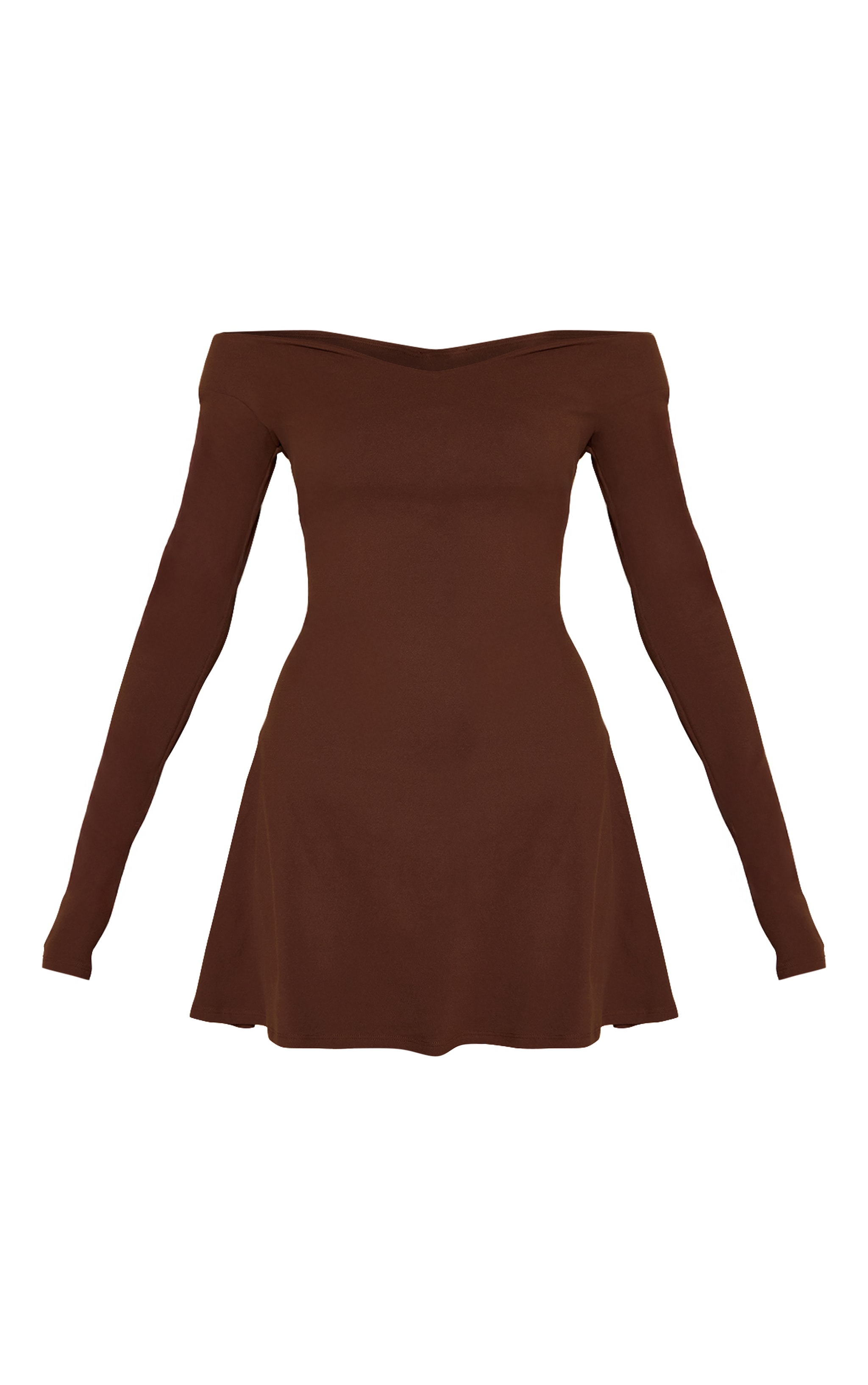 Taupe Soft Touch V Neck Long Sleeve Shift Dress image 5