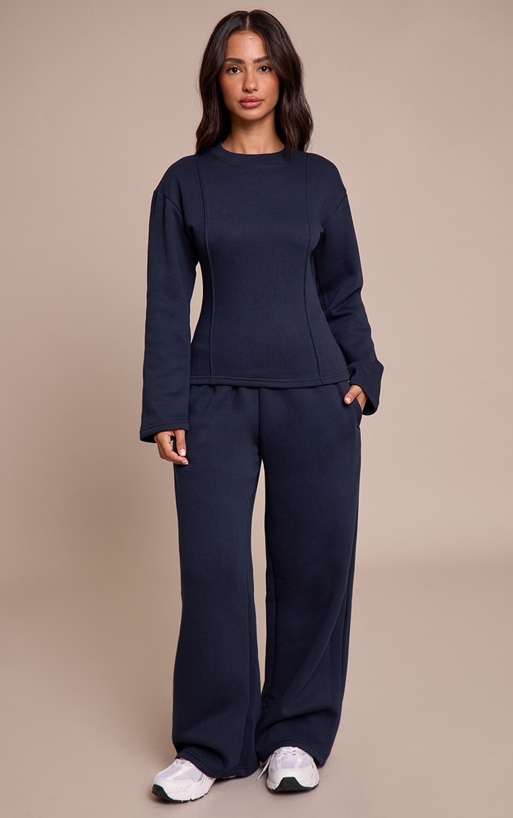 Petite Navy Wide Leg Sweatpant