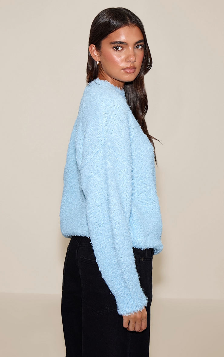 Pull oversize en maille tricot teddy bleu clair image 2