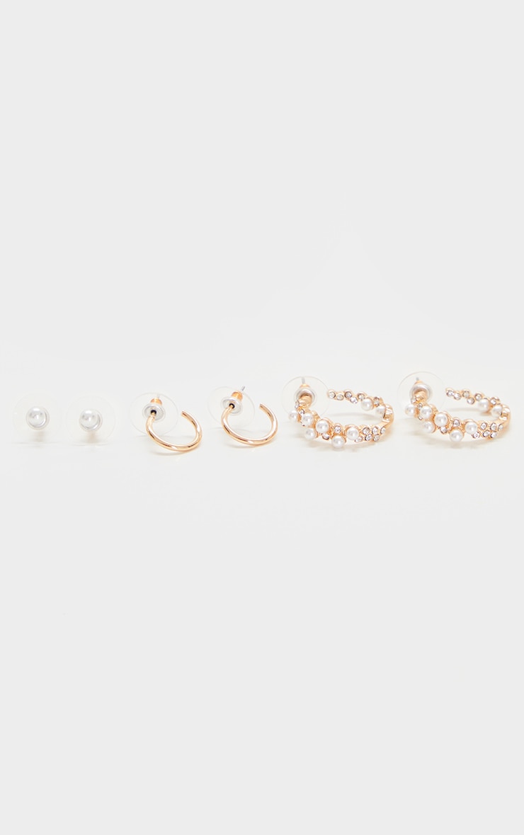Gold Multi Pack Pearl Assorted Earrings