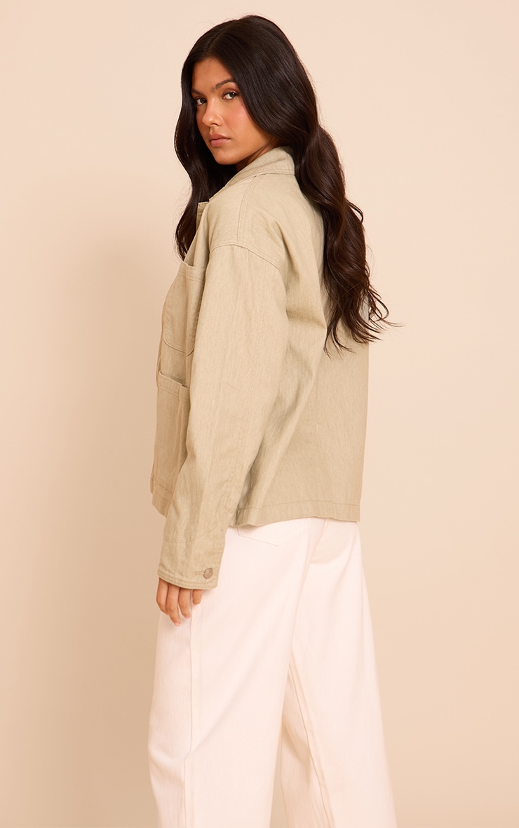 Sand Curved Pocket Denim Jacket image 2