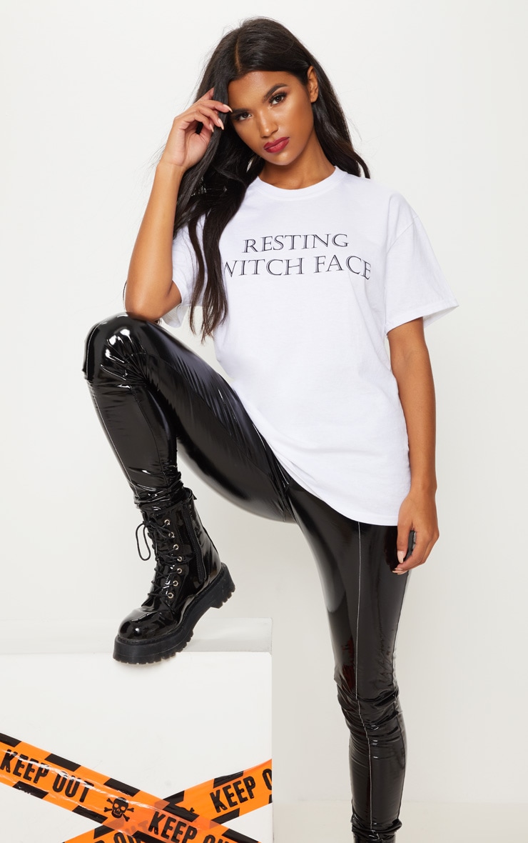 Tee-shirt oversized blanc à slogan Resting Witch Face