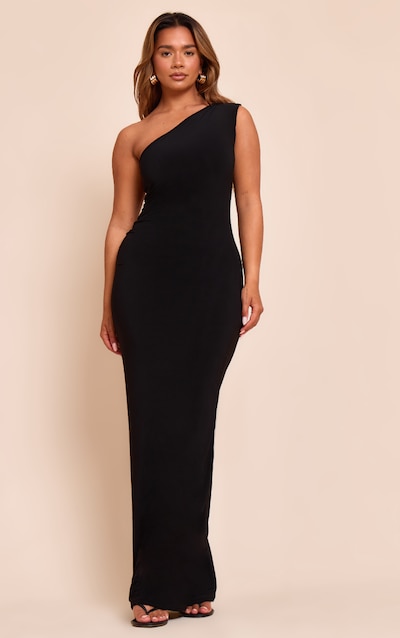 Shape Black One Shoulder Ruched Side Maxi Dress