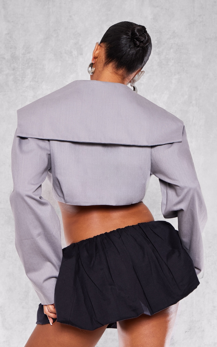 Grey Cross Over Asymmetric Cropped Jacket image 2