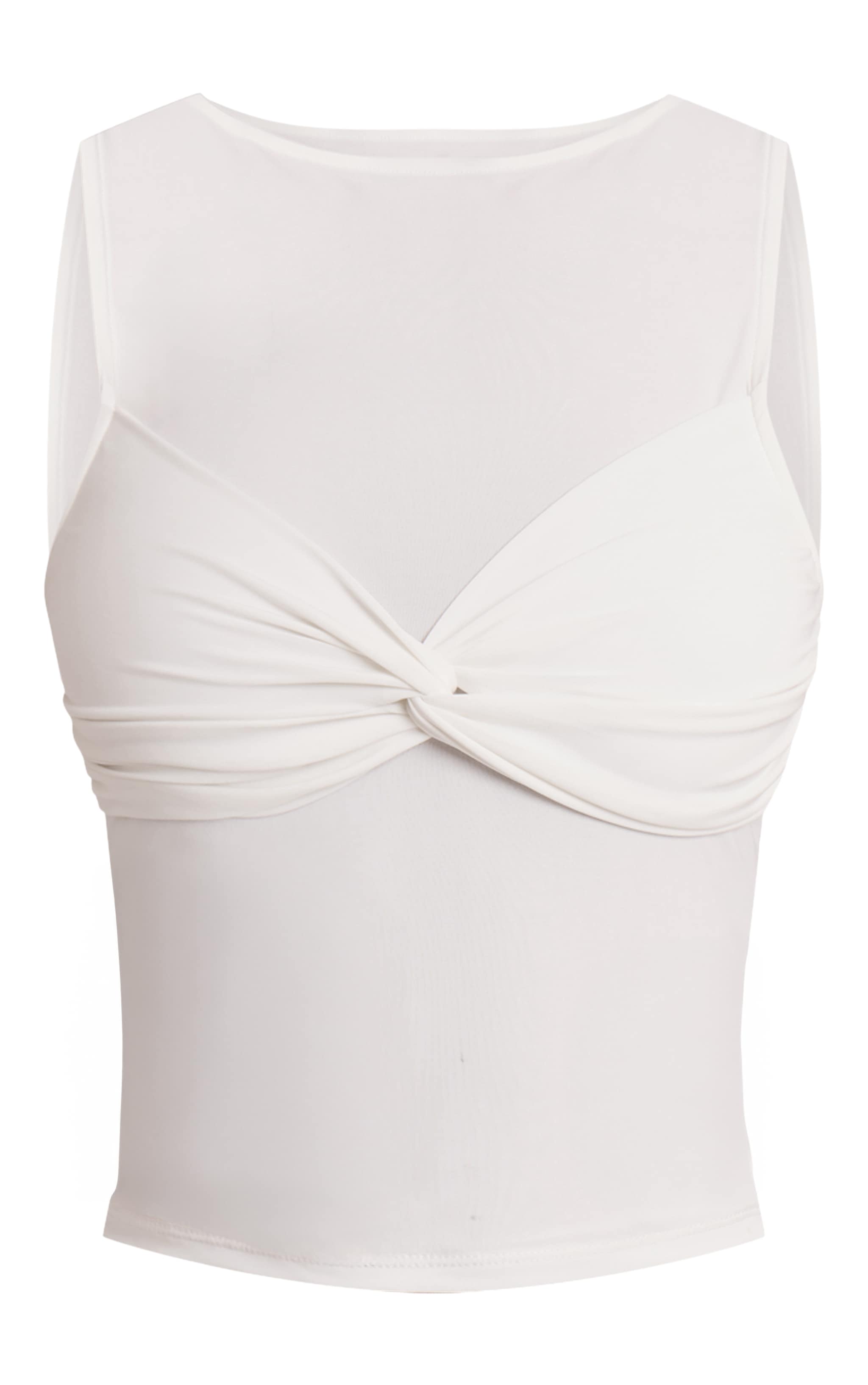 Cream Slinky Twist Bust Detail Top image 5