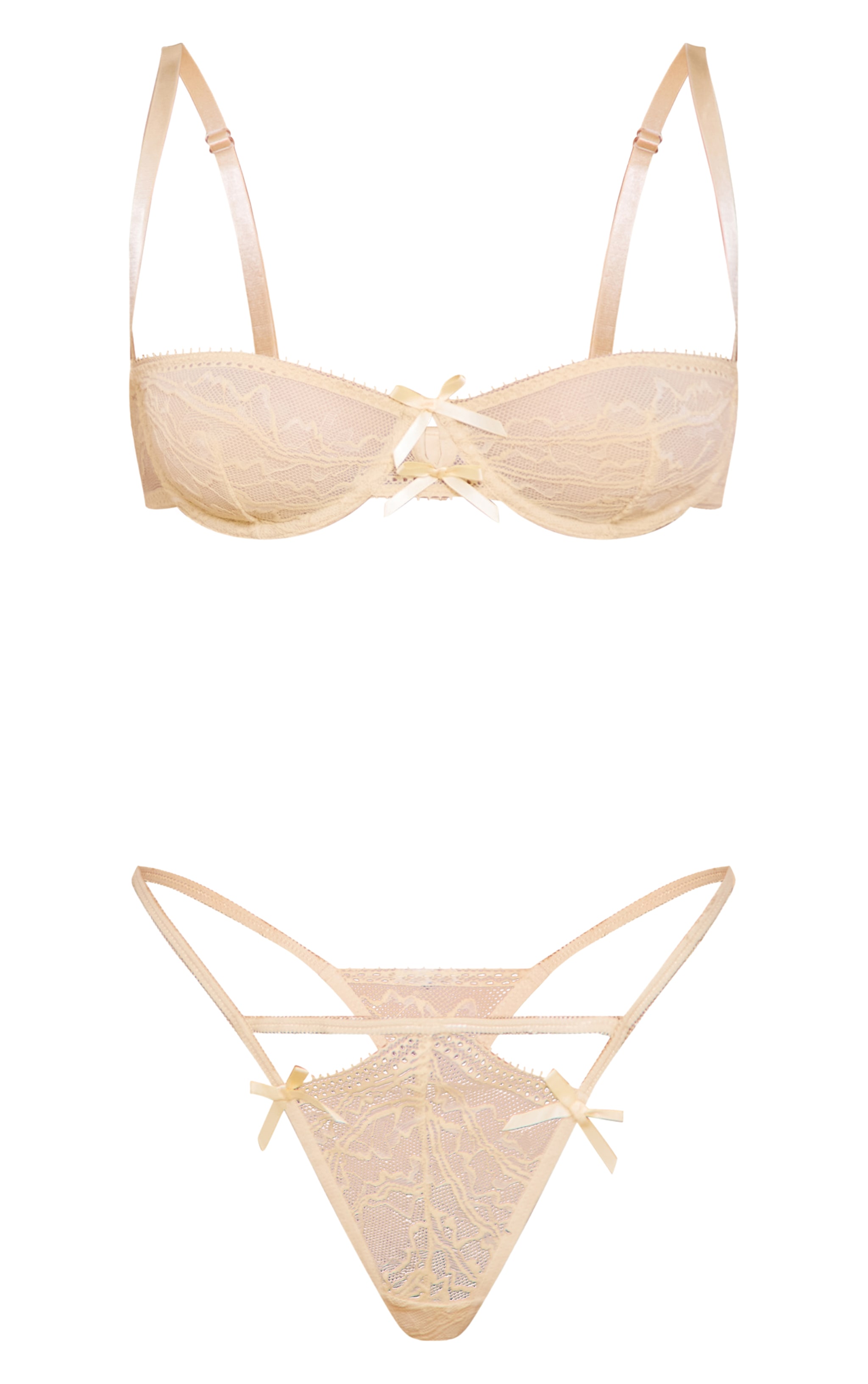 Butter Cream Lace Underwired Bra 2 Piece Lingerie Set image 5