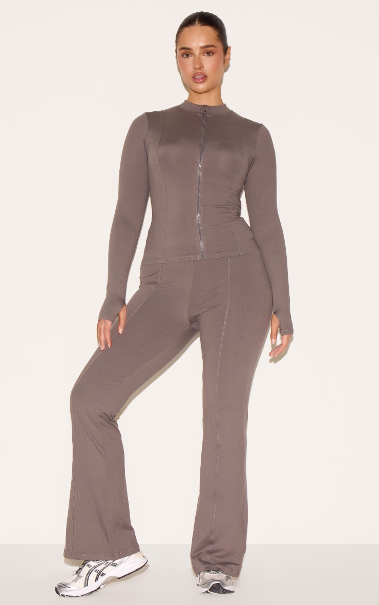 Shape Charcoal Sculpt Zip Front Long Sleeve Top image 3