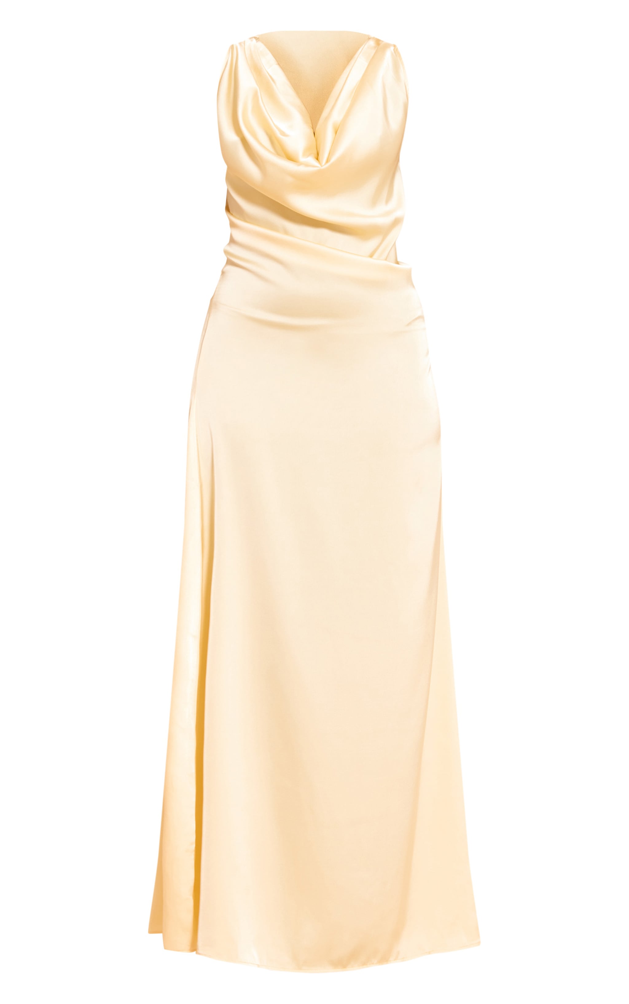 Yellow Satin Extreme Cowl Maxi Dress image 5