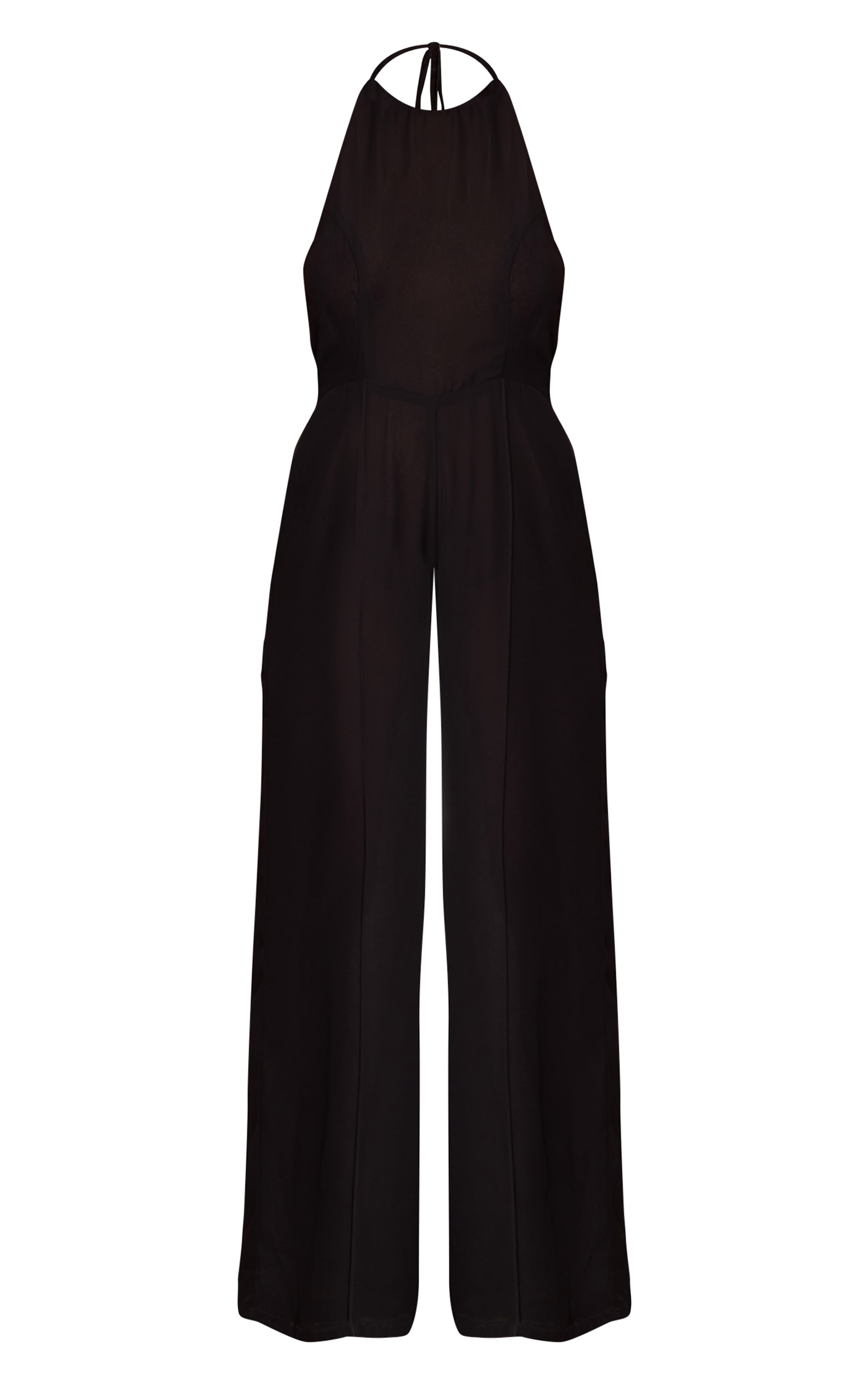 Black Chiffon Halterneck Straight Leg Jumpsuit image 5
