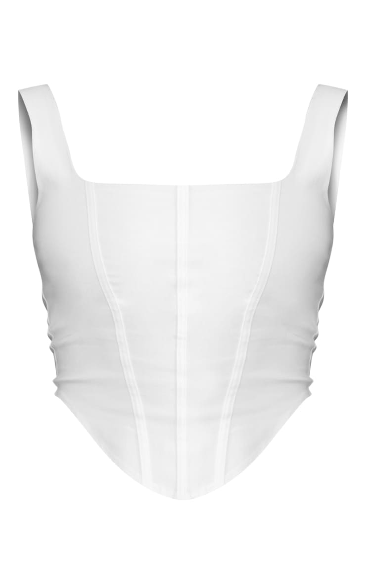 Cream Stretch Woven Boned Corset image 5