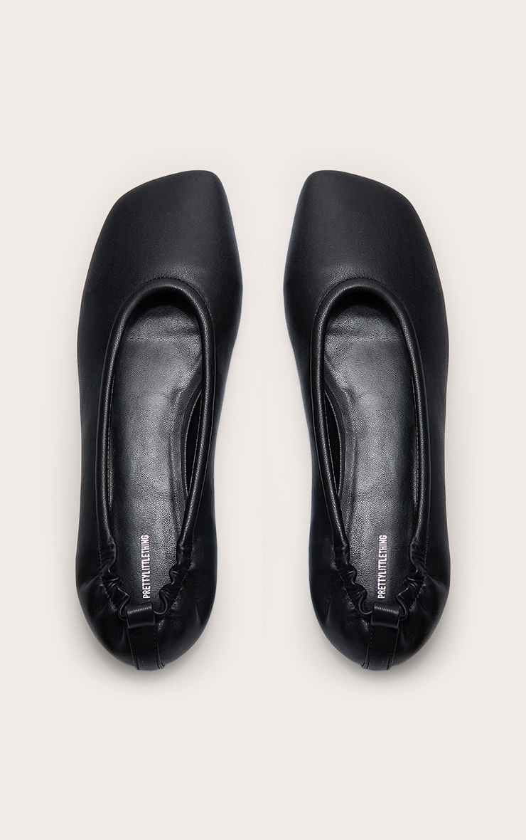  Black Pu Asymmetric Square Toe Ballet Pump image 5