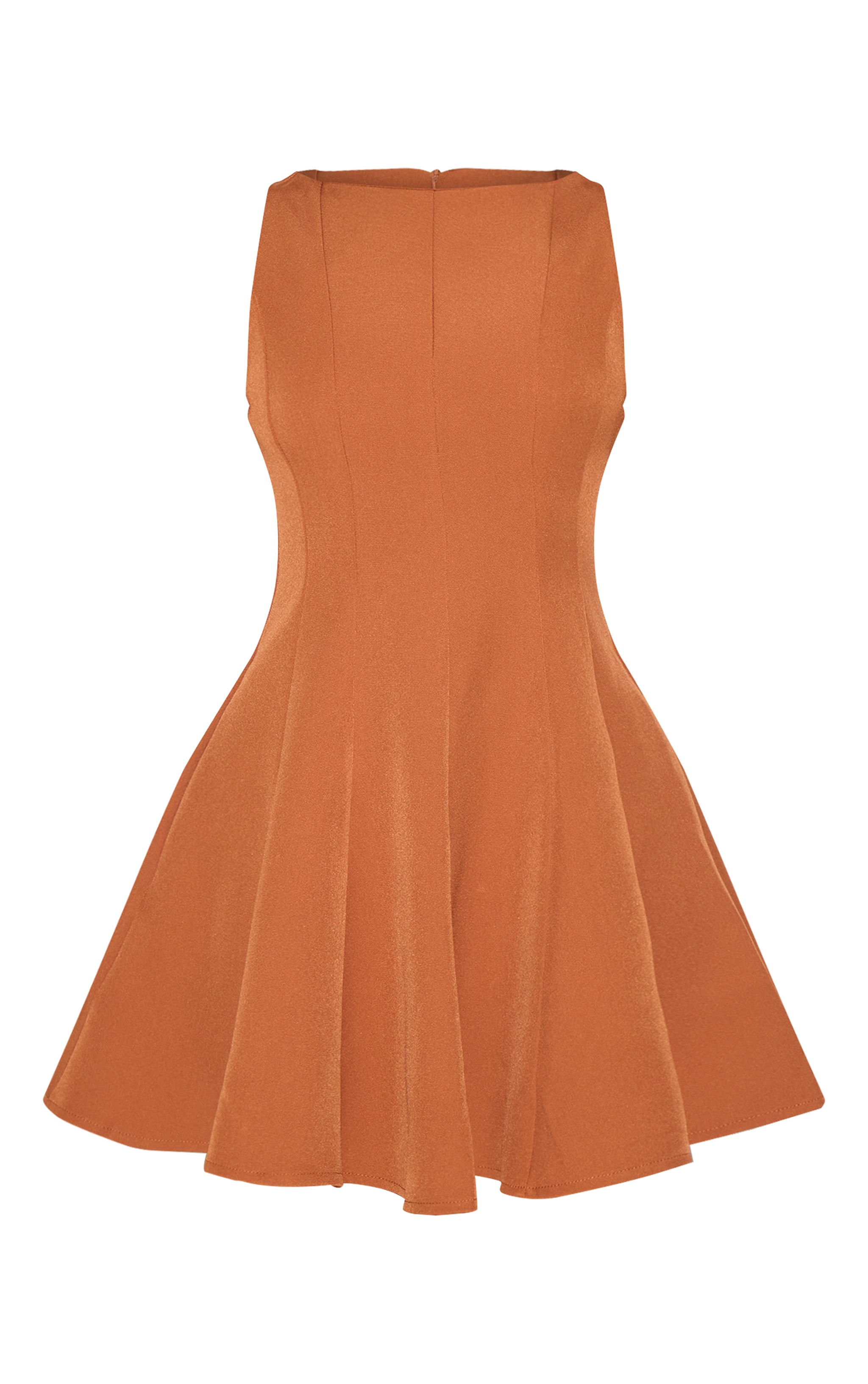 Robe Trapèze Plissée Tissée Châtaigne image 5
